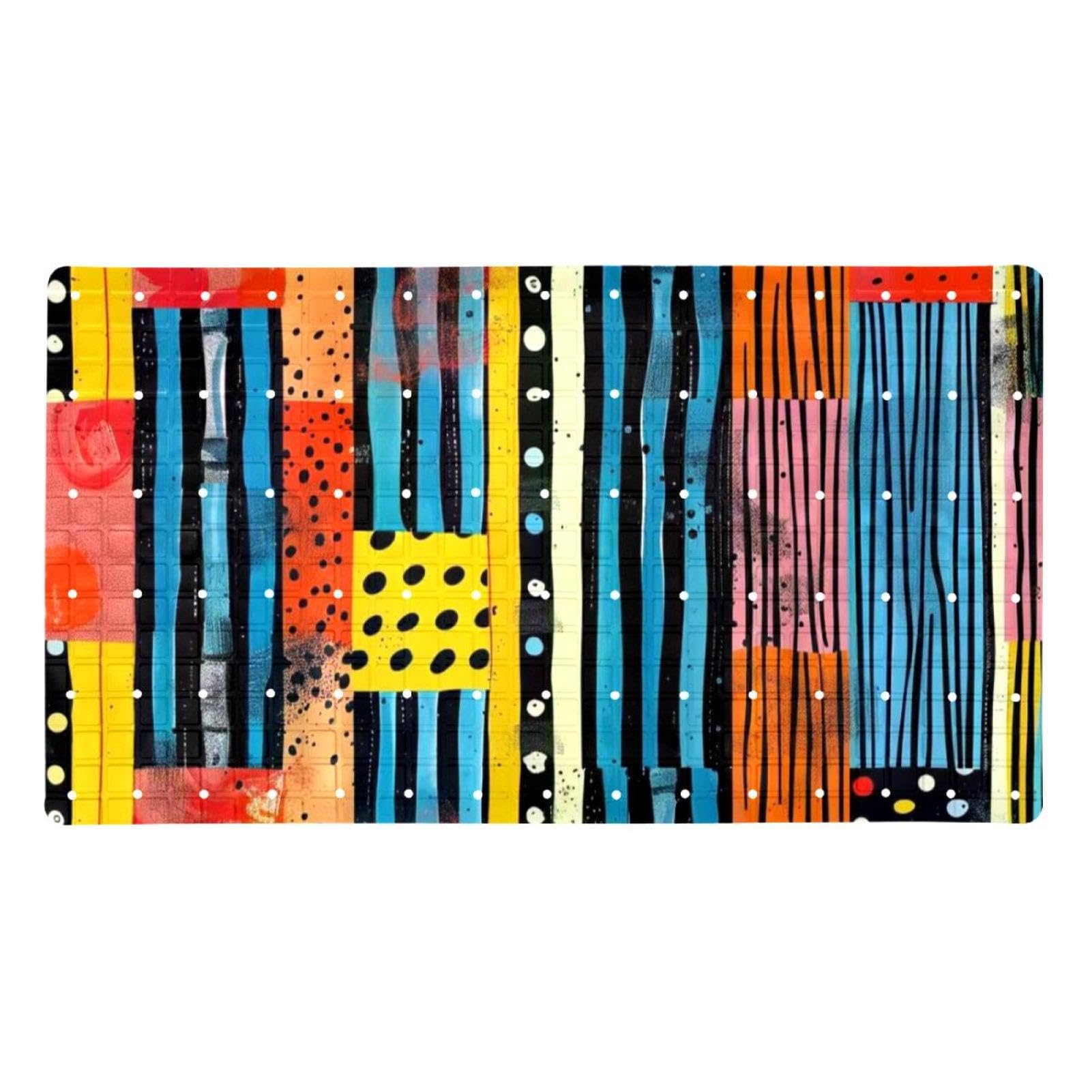 Tapis de bain de qualité supérieure - Antidérapant, facile à nettoyer et sans danger pour toute la famille - Motif rayures et pois