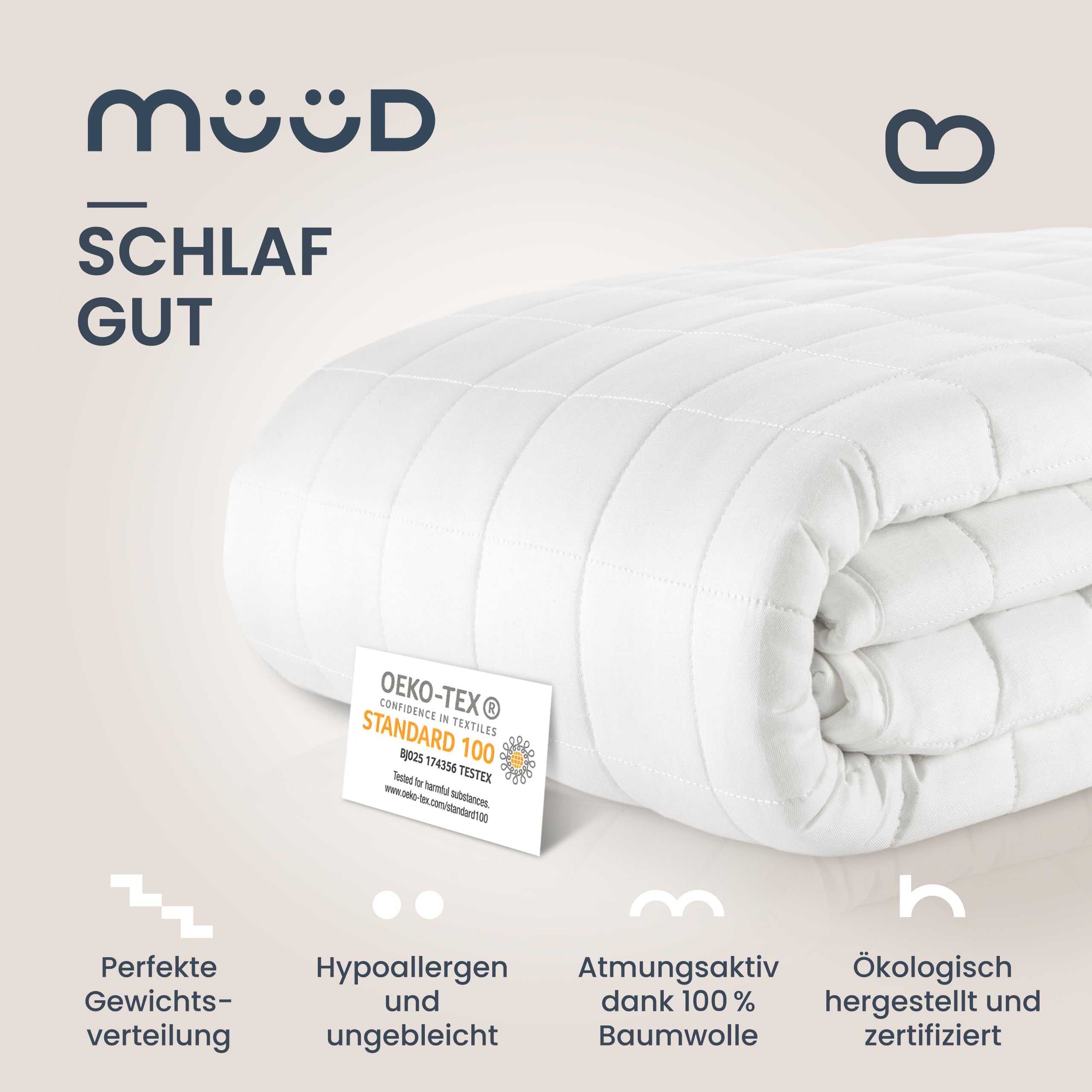 Gewichtsdecke 135x200 cm 7kg Therapiedecke 100% Baumwolle Weighted Blanket
