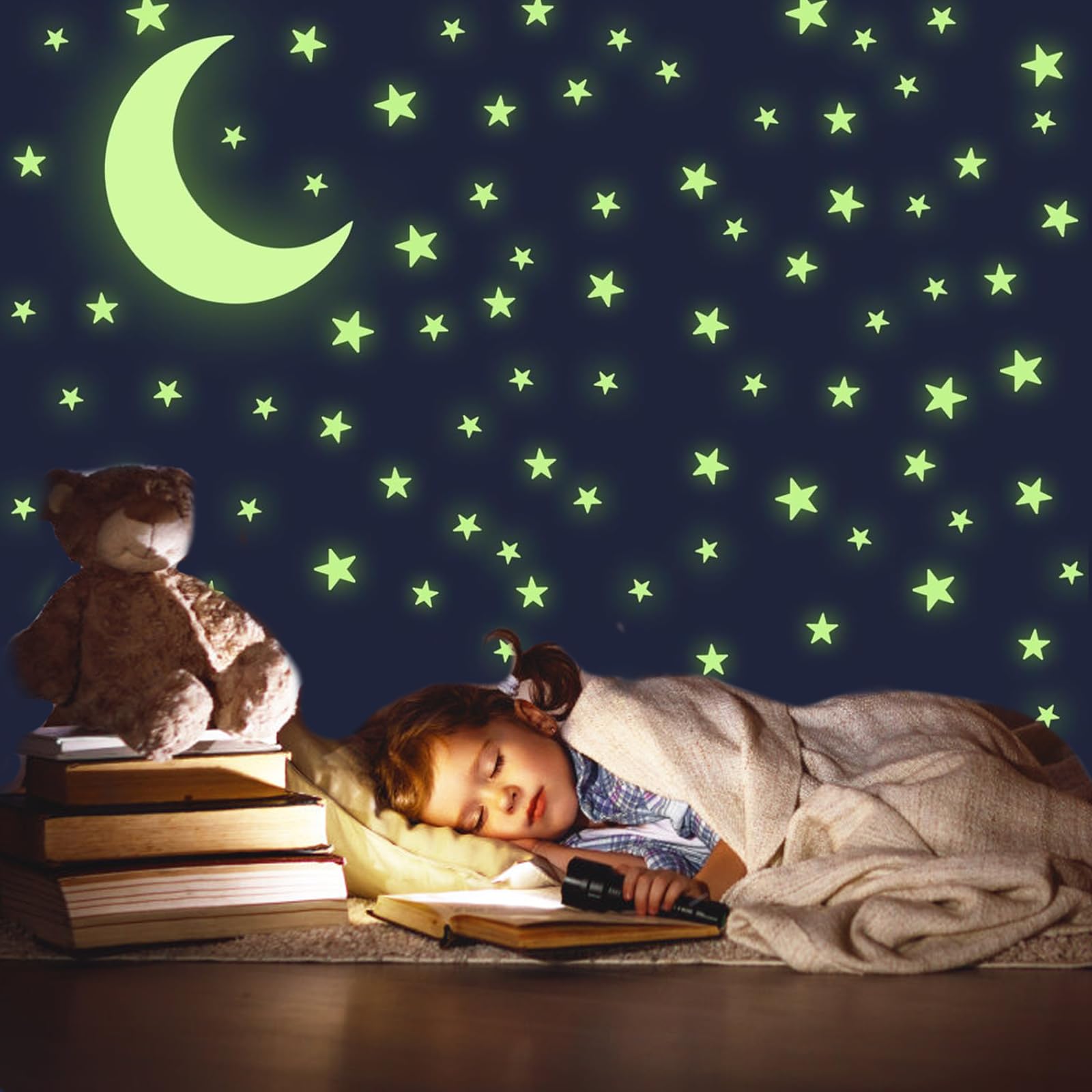 DMNQ 462 Pcs Etoile Fluorescente Chambre Enfant Autocollants Stickers Phosphorescent Etoiles et Lunes pour Bébé Chambres d'Enfants Fille Garcon Plafond Décoration Etoiles Phosphorescentes Plafond