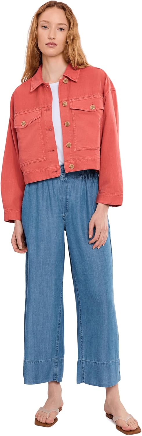 Liverpool Los Angeles Petite Oversized Cropped Denim Jacket