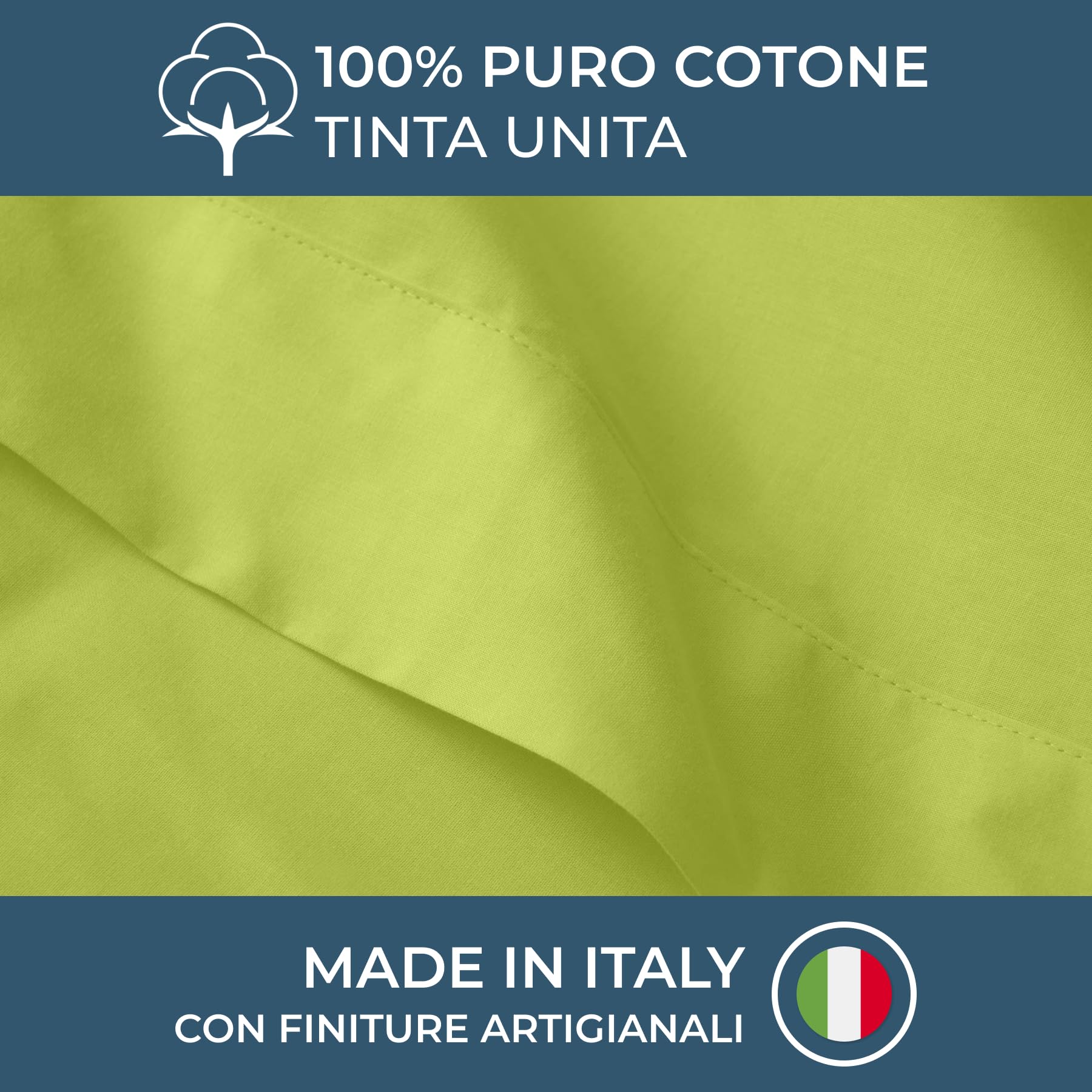 Lisola Set Lenzuola Francese, Parure Lenzuola in Cotone Pregiato, Made in Italy, Lenzuolo Sopra 220x290cm + 2 Federe 50x80cm, Tinta Unita. Modello: Tortona, Verde