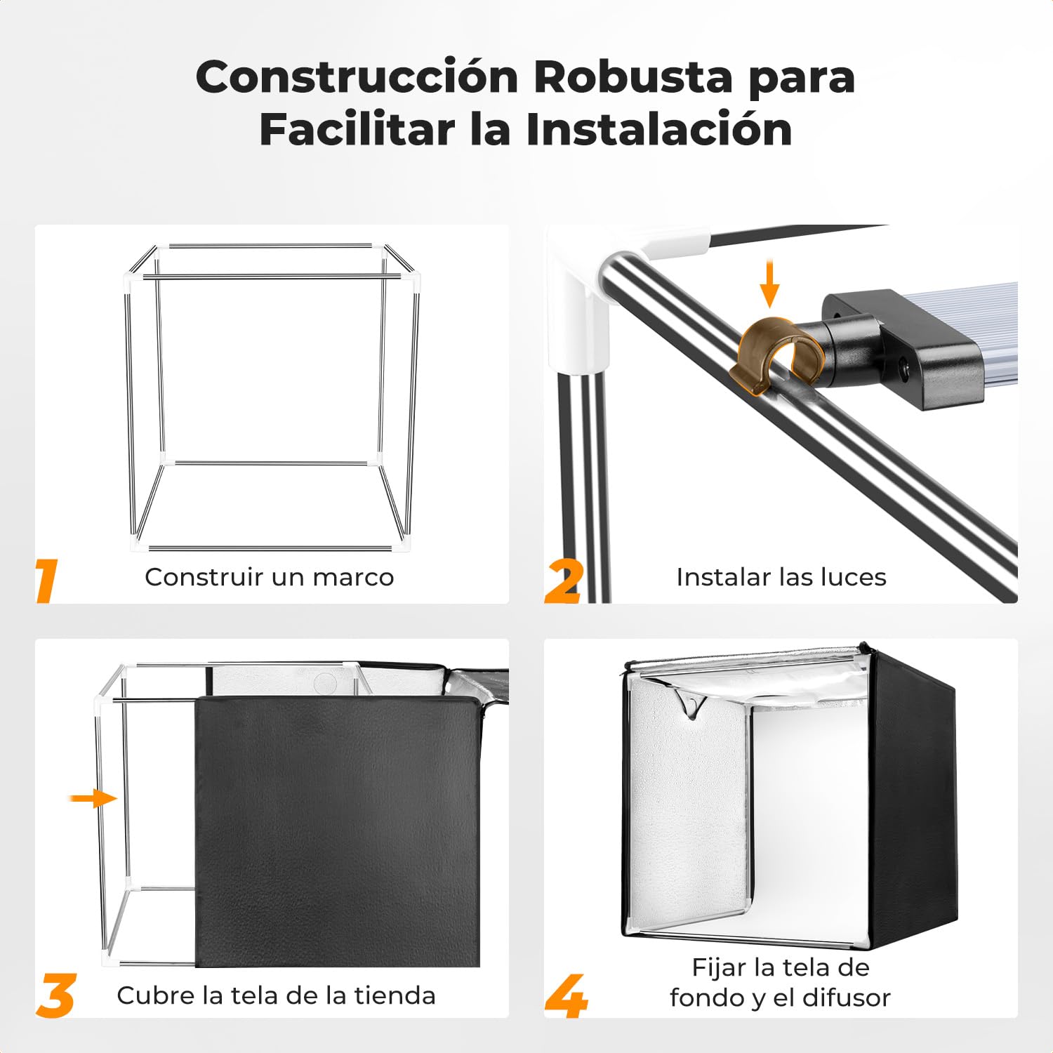 K&F CONCEPT Set de Estudio fotográfico Plegable, Mini Caja de luz Regulable de 5600K Set de iluminación de Carpa fotográfica con Fondo de PVC de 6 Colores para fotografía de Joyas (60cm)