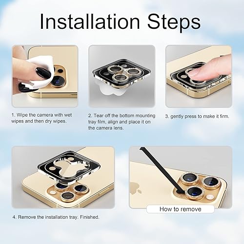 Miniatura 7 de Misea [3+1] Protector de lente de cámara para iPhone 14 Pro/iPhone 14 Pro Max, protector de pantalla de vidrio templado 9H, protector de pantalla