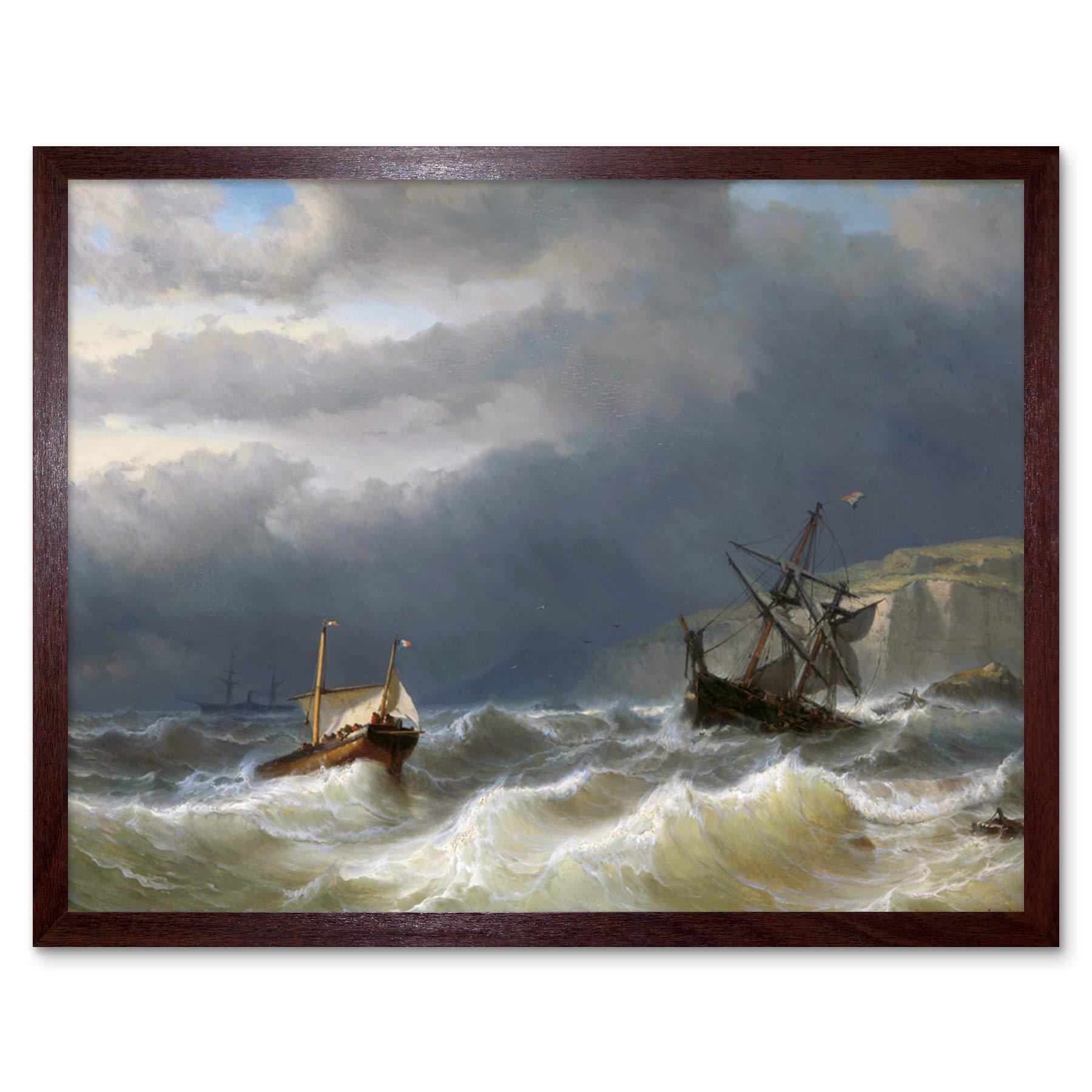 Artery8 Meijer Storm Strait Dover Ships Seascape Painting Art Print Framed Poster Wall Decor 12x16 inch
