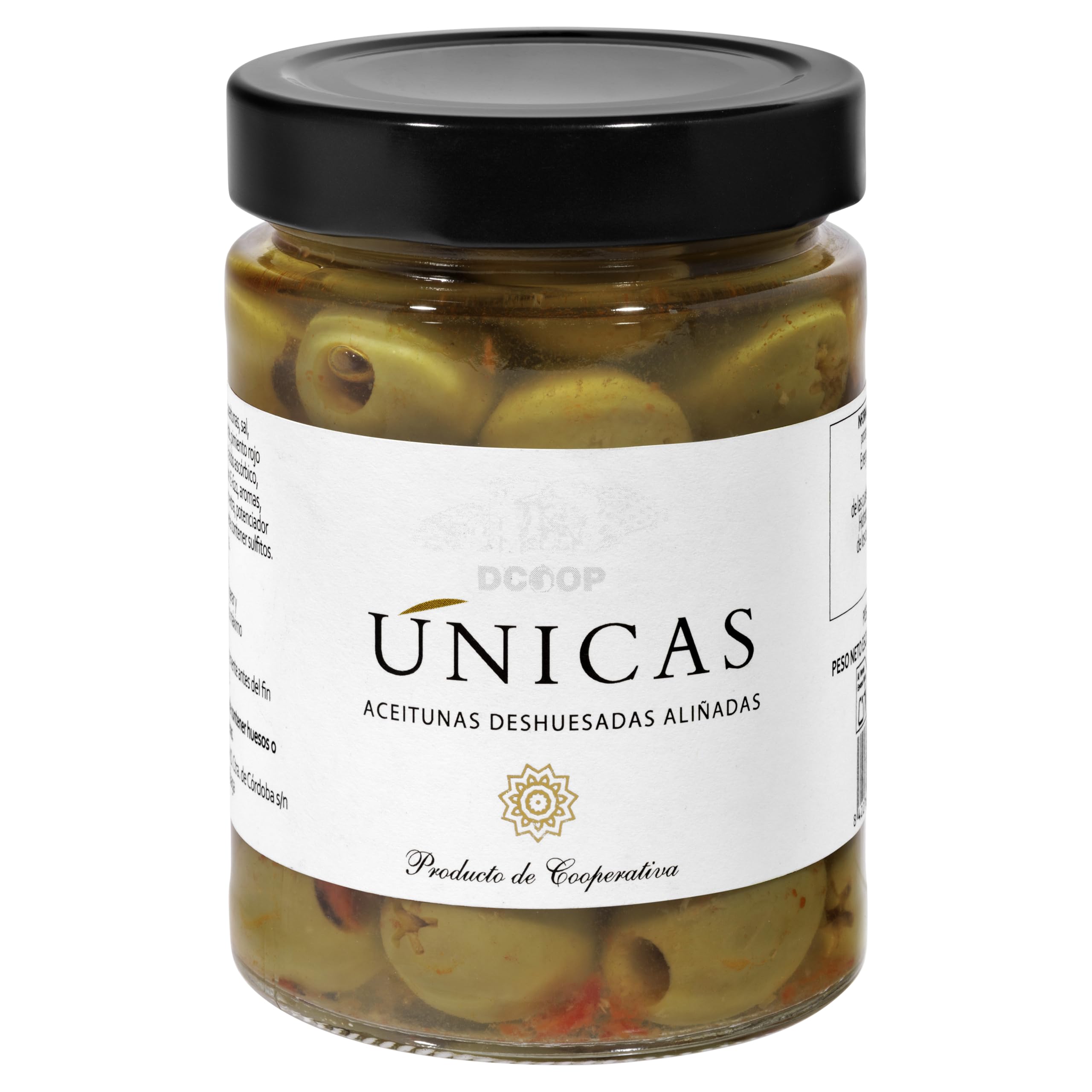 Aceitunas Verdes Hojiblanca Deshuesadas Aliñadas Únicas, Categoría Primera, 325 g