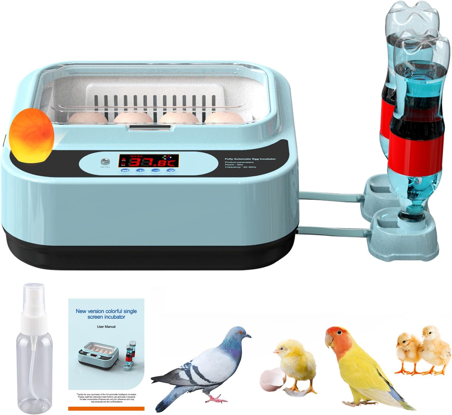 OUYOLAD 12 Egg Incubators for Chickens, Incubators for Hatching Eggs, Automatic Egg Turner and Water Adding, Egg Candler, Farm Poultry Egg Incubators for Hatching Chickens Goose Quail Duck