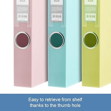 A4 Folder Color 35 mm Spine Width 320 Sheets Capacity Pack of 5 Folders Velcro Purple/Pink/Blue/Green/Yellow (Light Colour)