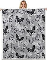 Vista 29 de Colorful Butterfly Fleece Flannel Blanket,Rustic Tree Butterflies Bed Sofa Couch Blanket,50"x60",Retro Blue Tie Dye Fuzzy Soft Fleece Throw Blankets