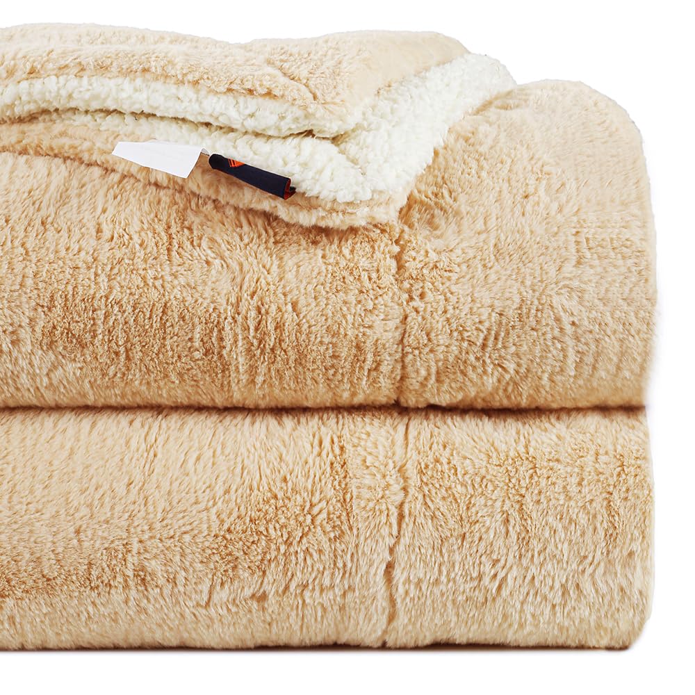 Amazon Brand - Umi Faux Rabbit Fur with Sherpa Luxurious Soft Fluffy Cozy Fuzzy Warm Reversible Blanket for Double | King Size Bed 500GSM Blanket with Bag Packing - Color (Beige, 230 x 240 Cm) (B0DHD1RJZP) Amazon Price History, Amazon Price Tracker