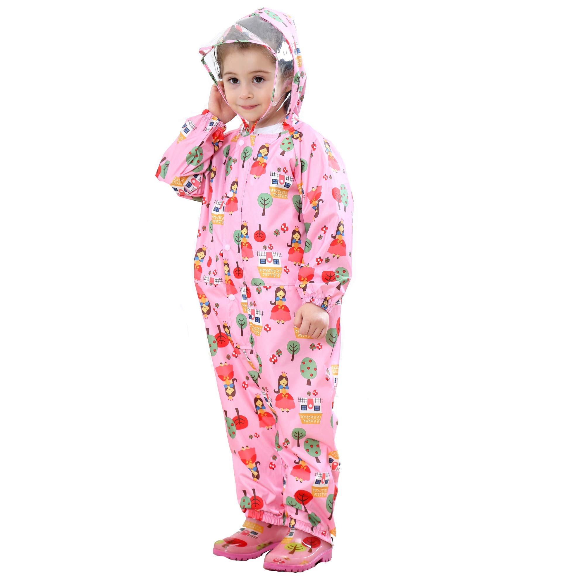 Enfants Imperméables à Capuche Unisexe Filles Garçons Imperméables Combinaison de Pluie Poncho Veste Respirant Manches Longues Manteaux Imperméables Rain Pantalon Vêtements 1-7 ans