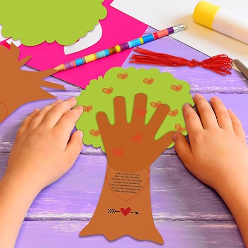 Miniatura 6 de Geyee 32 juegos de letreros de árbol de San Valentín, kit de manualidades para el día de San Valentín para niños, kit de manualidades de papel de