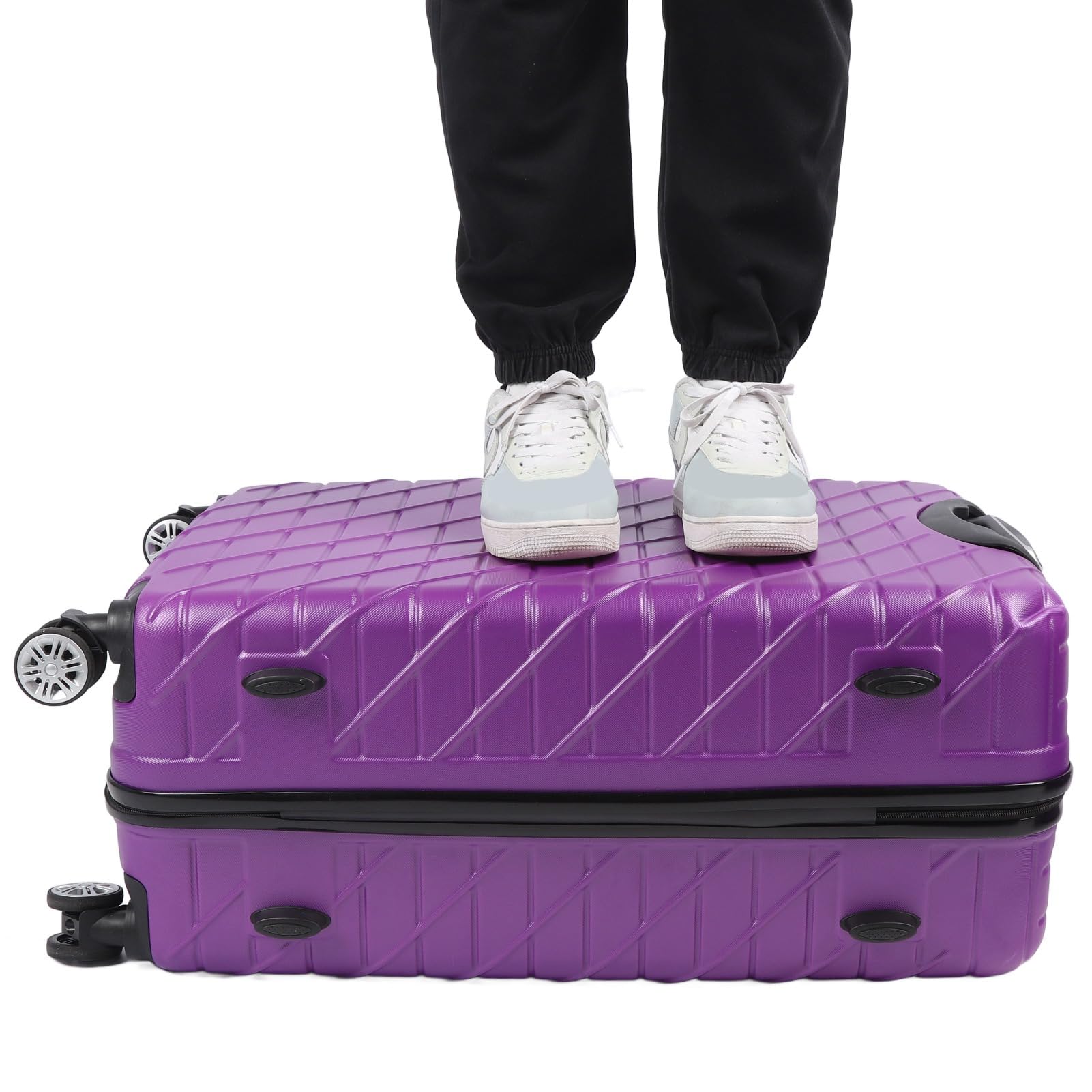 3-częściowy Zestaw Bagażu Hardshell z Zamkiem TSA, nośność 150 Kg na Długoterminowe Podróże i Wyjazdy Służbowe (PURPLE)