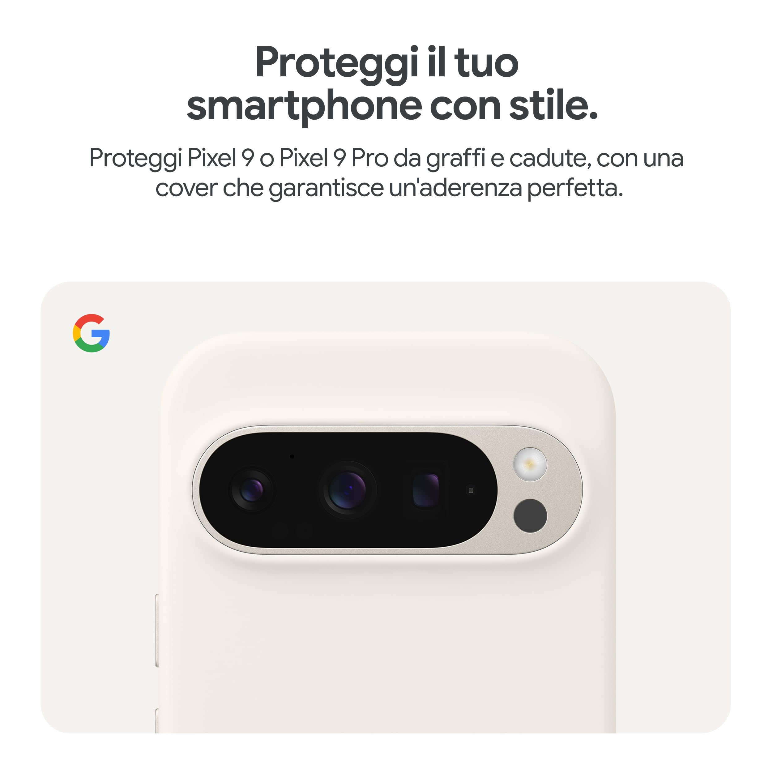 Google Cover Pixel 9 & Pixel 9 Pro - Protezione durevole - Silicone antimacchia - Cover per smartphone Android - Grigio creta