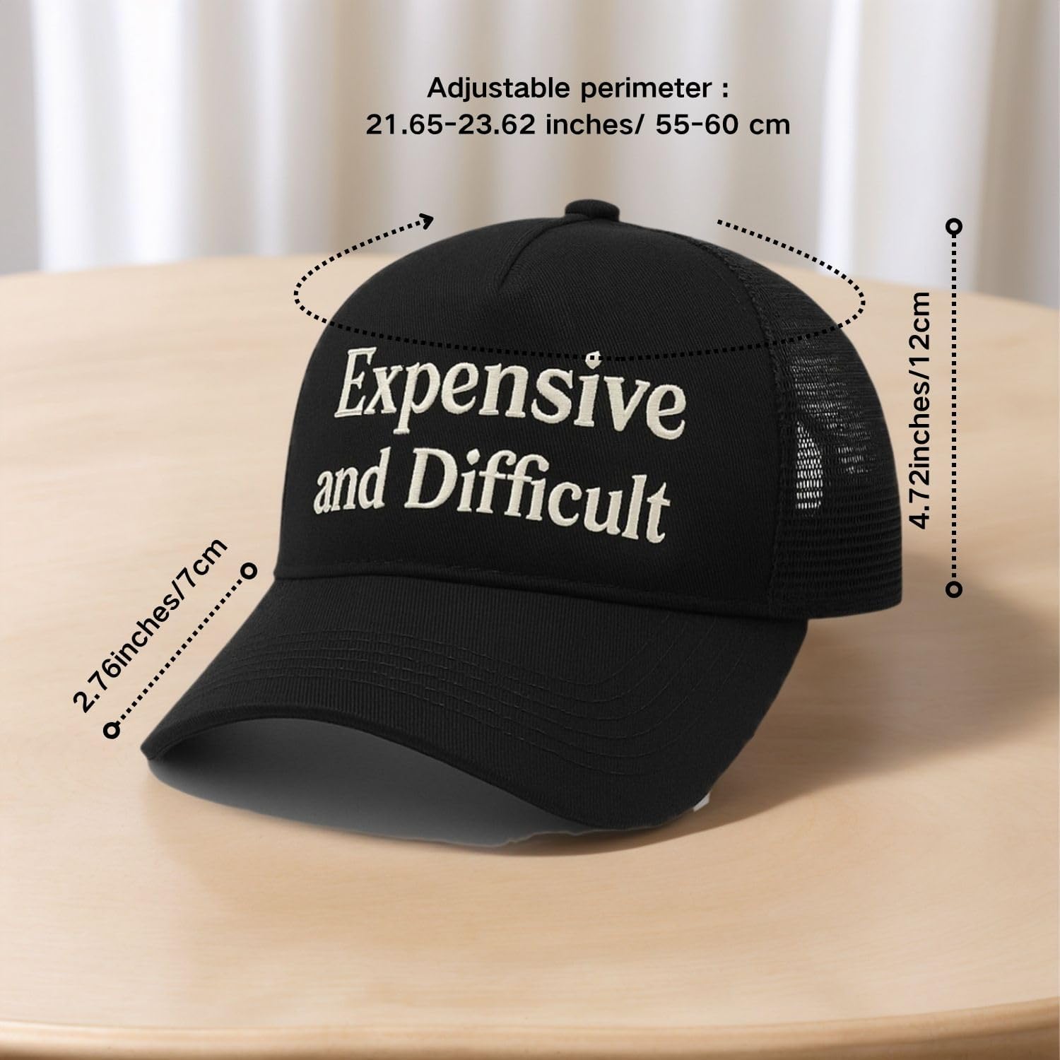 Expensive and Difficult Trucker Hat – Funny Women’s Baseball Cap with 3D Embroidery – Adjustable Vintage Style Hat - Image 9