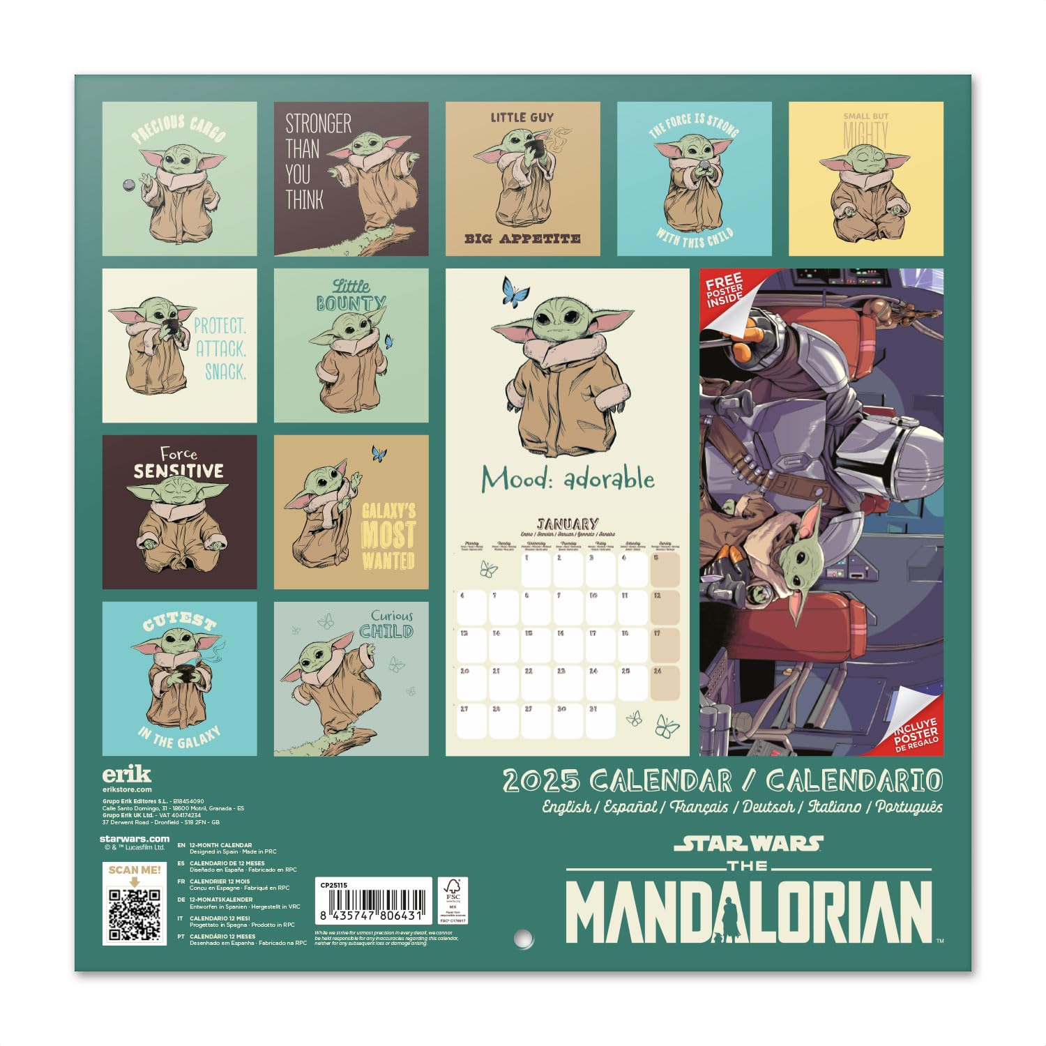 Calendario Da Muro 2025 Looney Tunes - 30x30 Cm, 12 Mesi + Poster In Omaggio - Foto 5