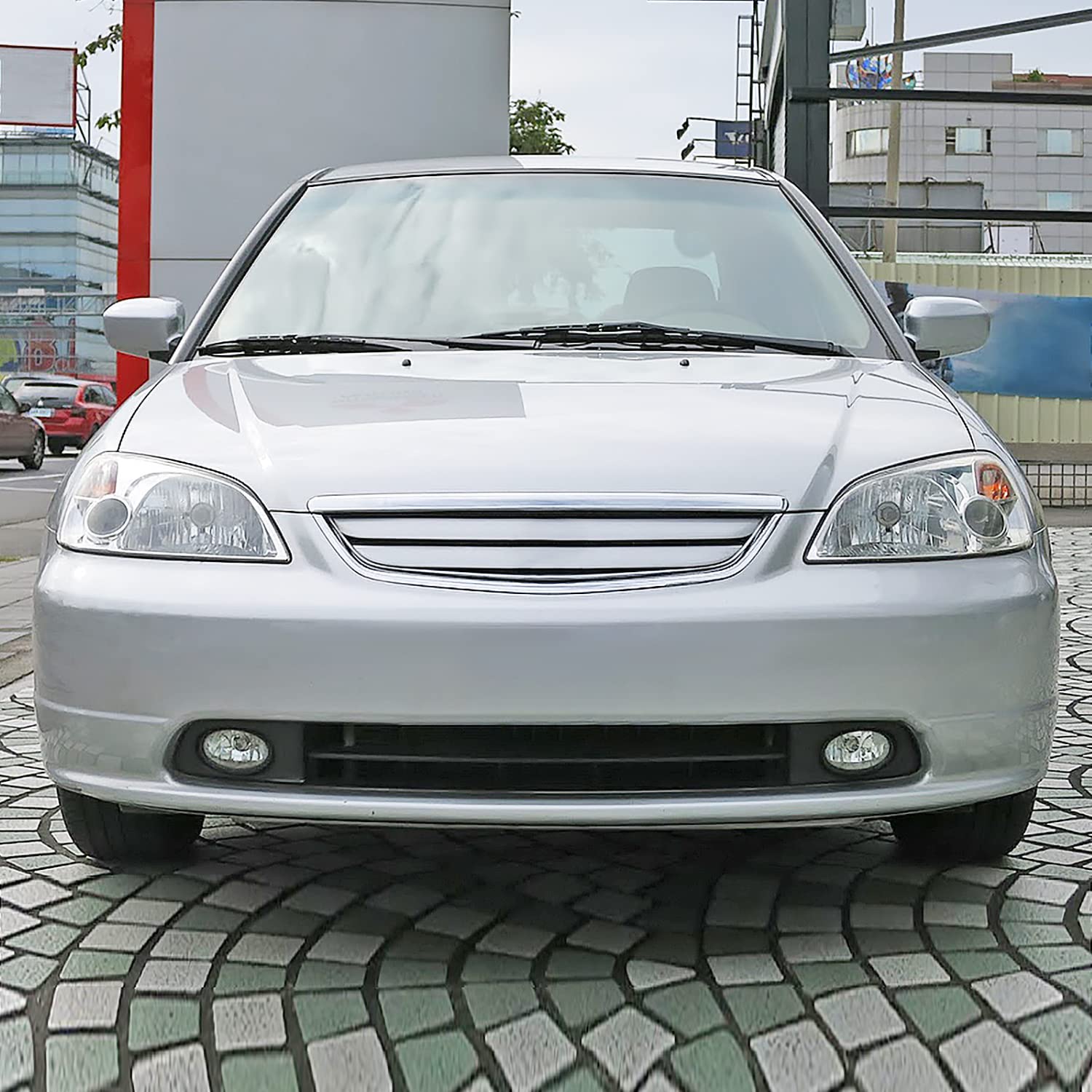 Spec-D Tuning Clear Bumper Driving Fog Lights + Bulbs + Switch Compatible with 2001-2003 Honda Civic Coupe Sedan 2Dr/4Dr L+R Pair Assembly