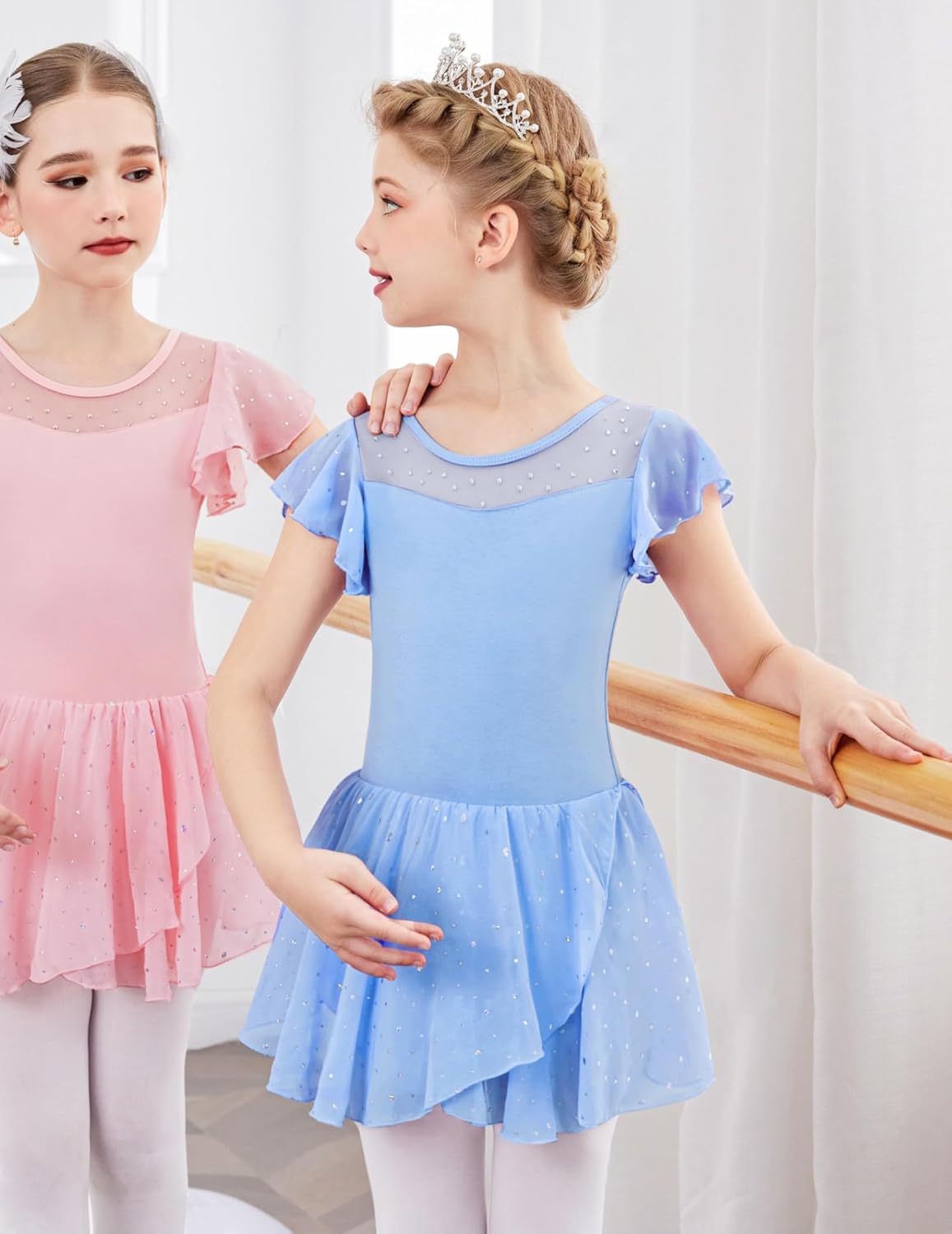 Zaclotre Girls Ballet Leotards Ruffle Sleeve Sparkle Dance Leotard Toddler Ballerina Dress Outfits - Image 4