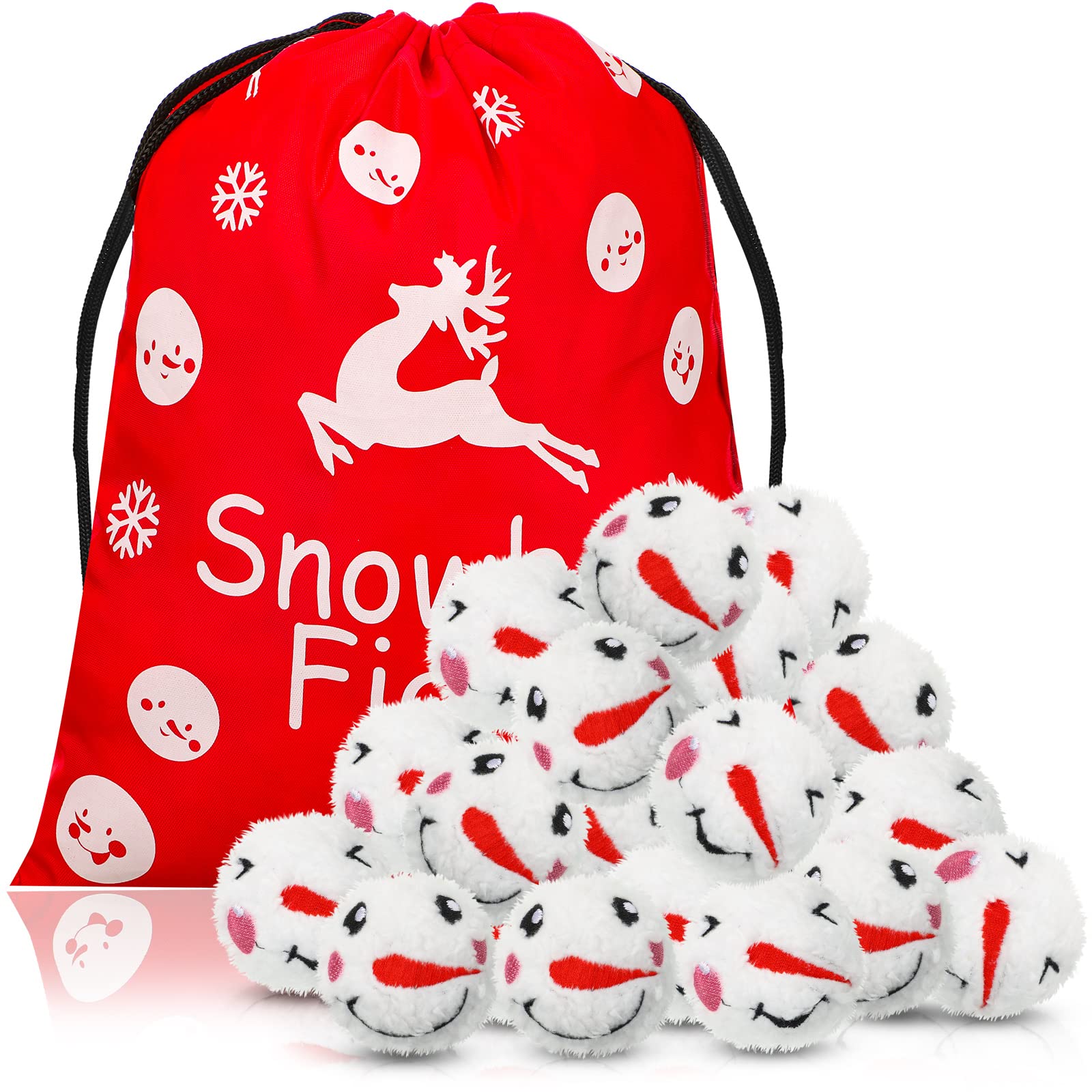 52-Piece Plush Snowman Ball Set - Soft Snow Toy Balls With Storage Bags
