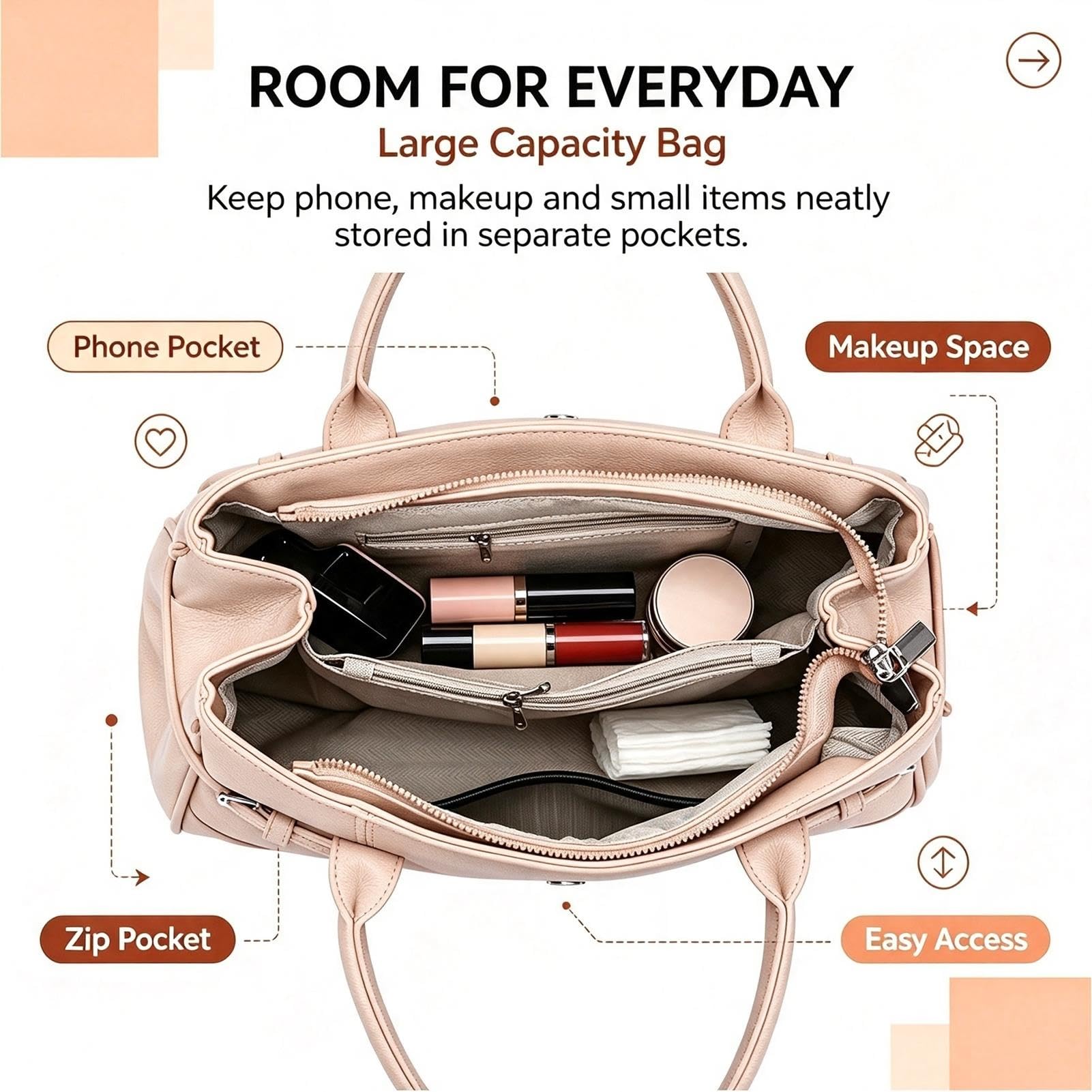 LY&SQ Set Borsa Tote per Donna Borse a Mano e Portafogli in Pelle Pu | Spose a Spalla Donna Morbide, Borsa a Mano con Manico Superiore e Set Porta Carte per Lavoro e Uso Quotidiano