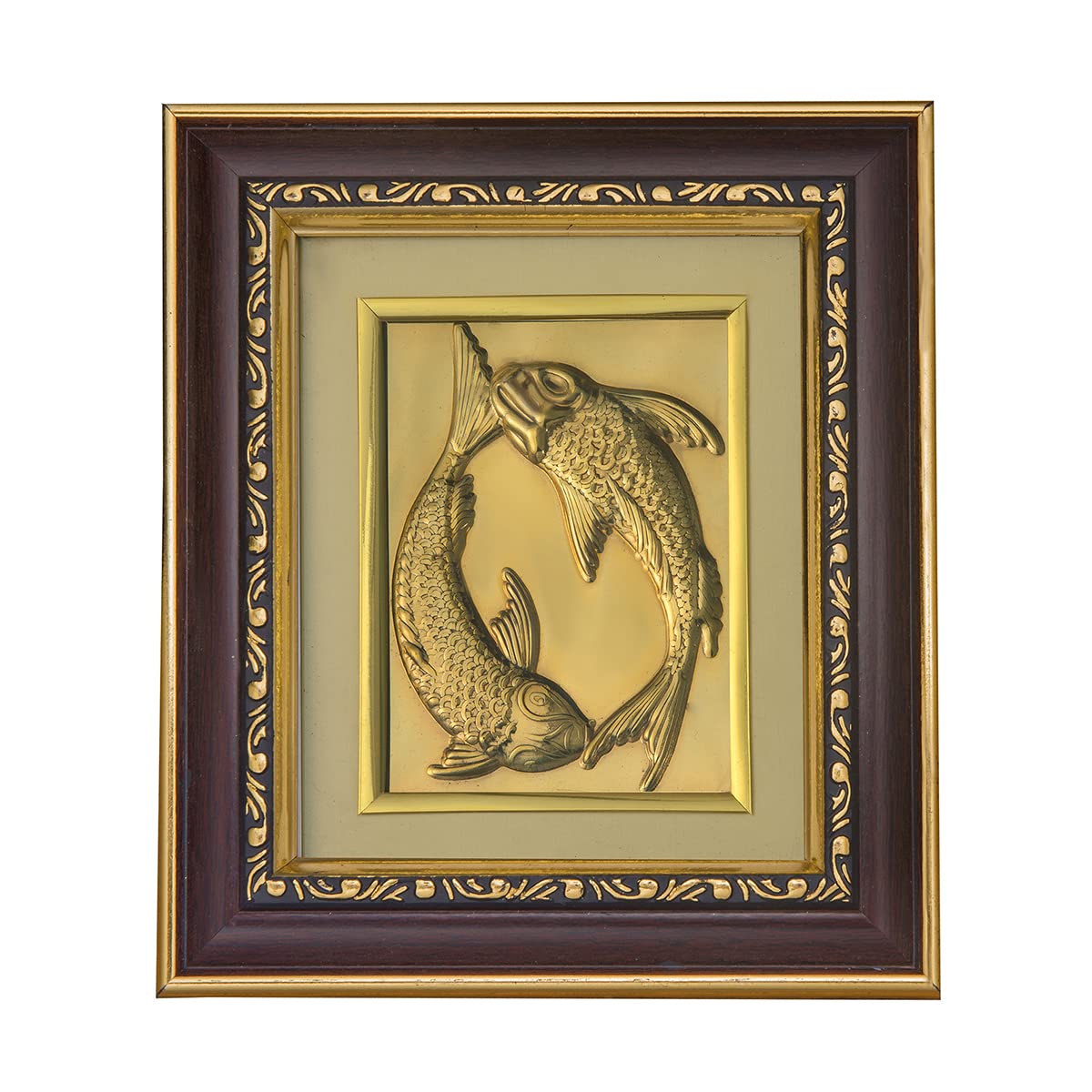 Two Fishes in Water Gold Plated Photo Frame | Good Omen | Subh Sakun | Shakun Sastra | Two Fishes in Water
