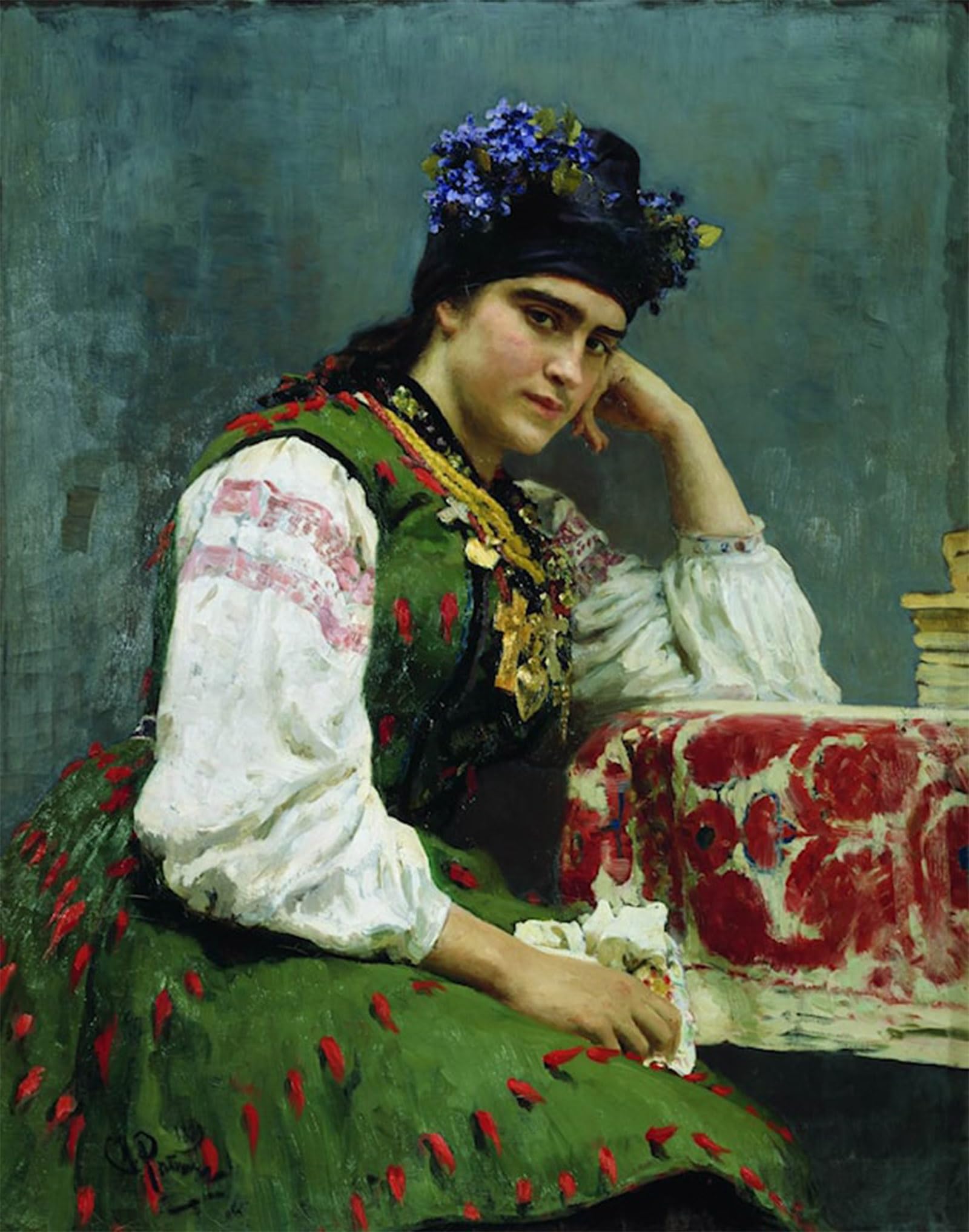 POSTERIIk Vintage Classic Picture Landscape Artwork Portrait of Sophia Dragomirova by Il'ya Repin Portrait Canvas Painting for Office Home Decor 60x90cm