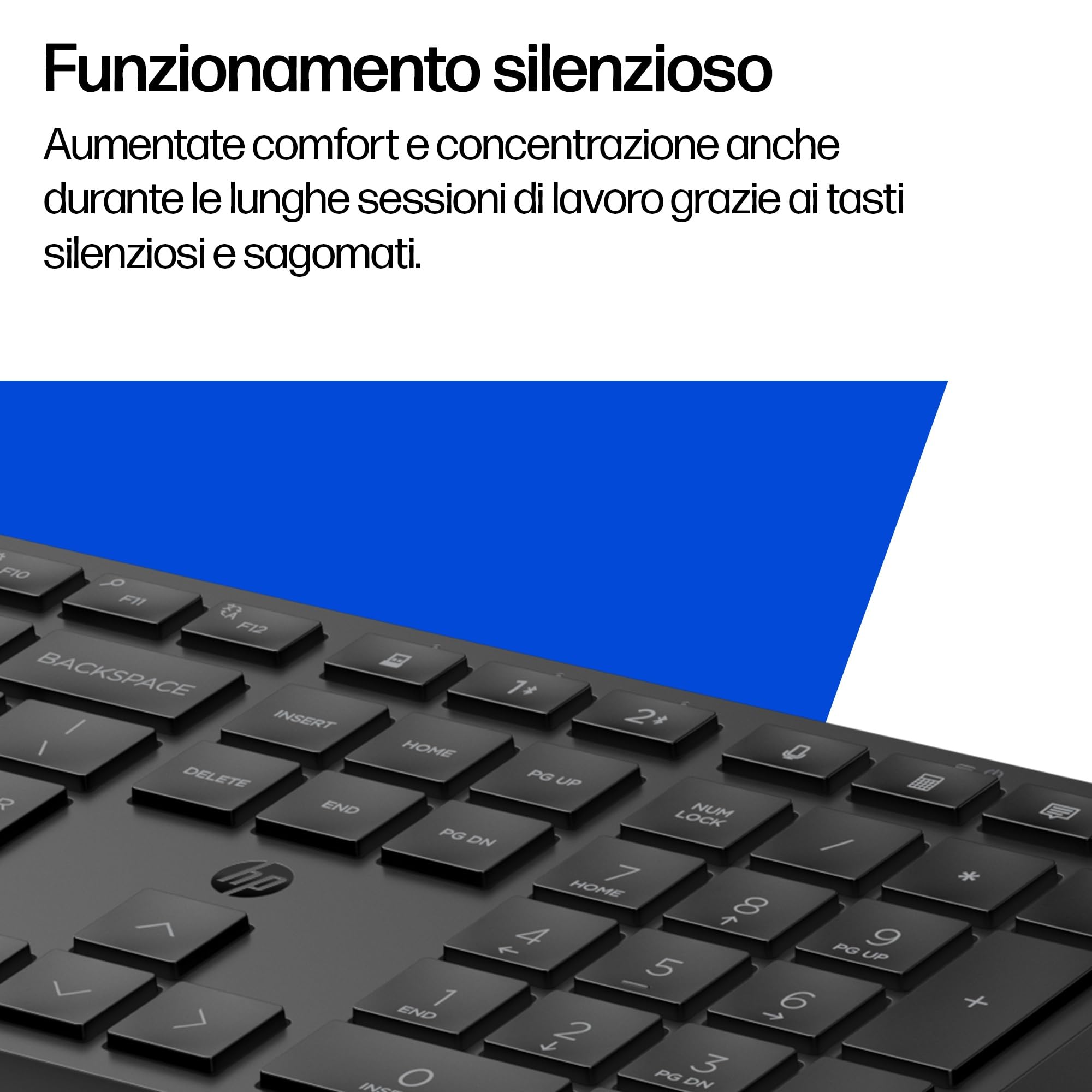 HP 490K Tastiera Wireless Multidispositivo, Connessione Bluetooth e USB, Tasti Silenziosi e Programmabili, 22 Tasti, Tasto Copilot, Compatibile con Windows, macOS, iOS, Android, QWERTY Italiano, Nero