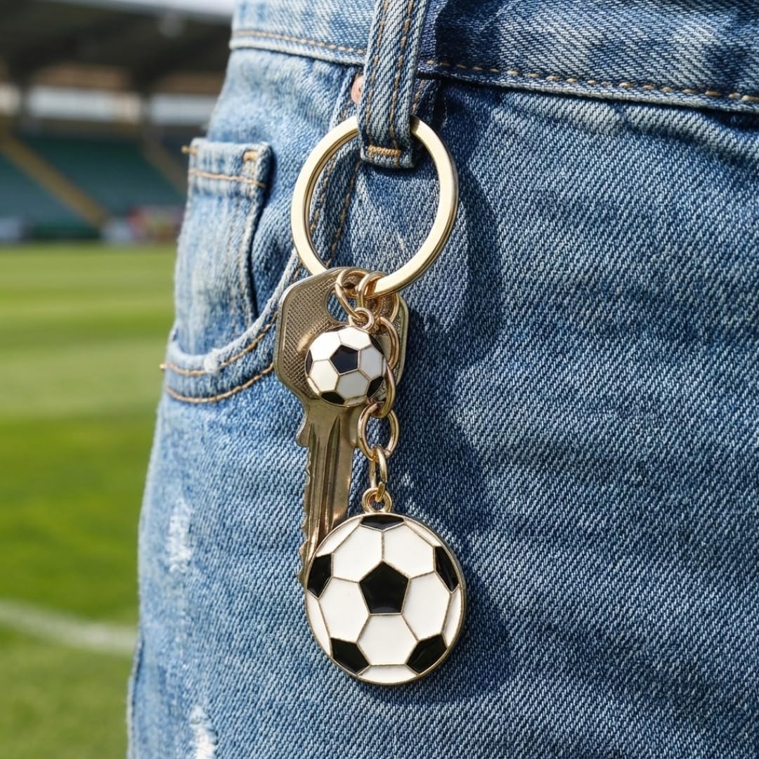 Enamel Sports Ball Keychain, Soccer Basketball Football Alloy Pendant for Men & Women