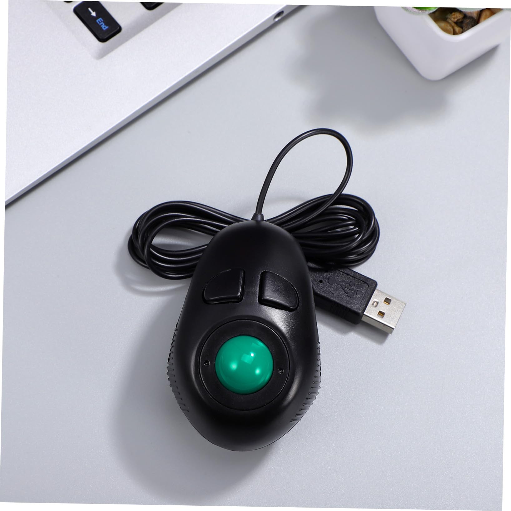 Souris Trackball Ergonomique USB Filaire 4d Compacte Noire 3 Boutons en Plastique Dur Solide, Mini Taille Adaptée Main Gauche ou Droite pour Ordinateur de Bureau