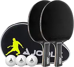 JOOLA Duo Pro Conjunto de 2 raquetes de tênis de mesa profissionais, três bolas de pingue-pongue avançadas de 3 estrelas e estojo de transporte – Raquetes avançadas de tênis de mesa