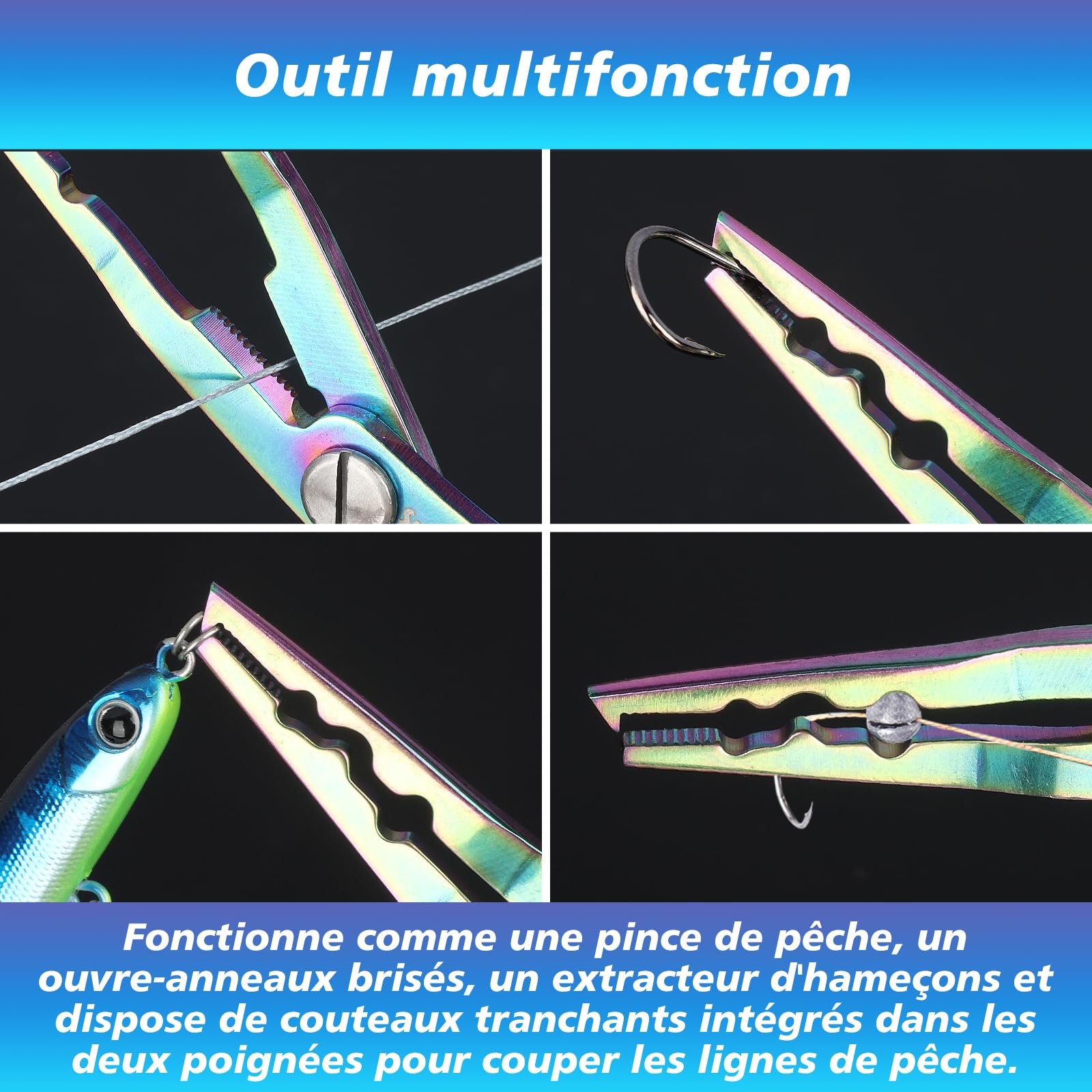 supregear Pince de Pêche, Accessoires Pêche en Acier Inoxydable avec Coupe-Fil & Anneaux Brisés, Dragonne Sécurisée et Étui Nylon, Bleu supregear Pince de Pêche, Accessoires Pêche en Acier Inoxydable avec Coupe-Fil & Anneaux Brisés, Dragonne Sécurisée et Étui Nylon, Bleu