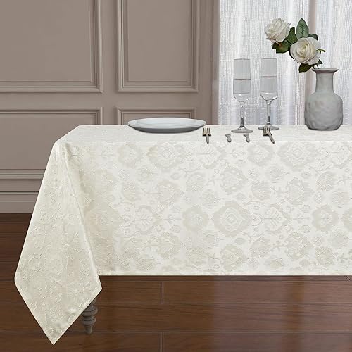 Astoria - Mantel con diseño jacquard, a prueba de derrames y resistente a las arrugas, diseño floral geométrico, poliéster suave para manteles y