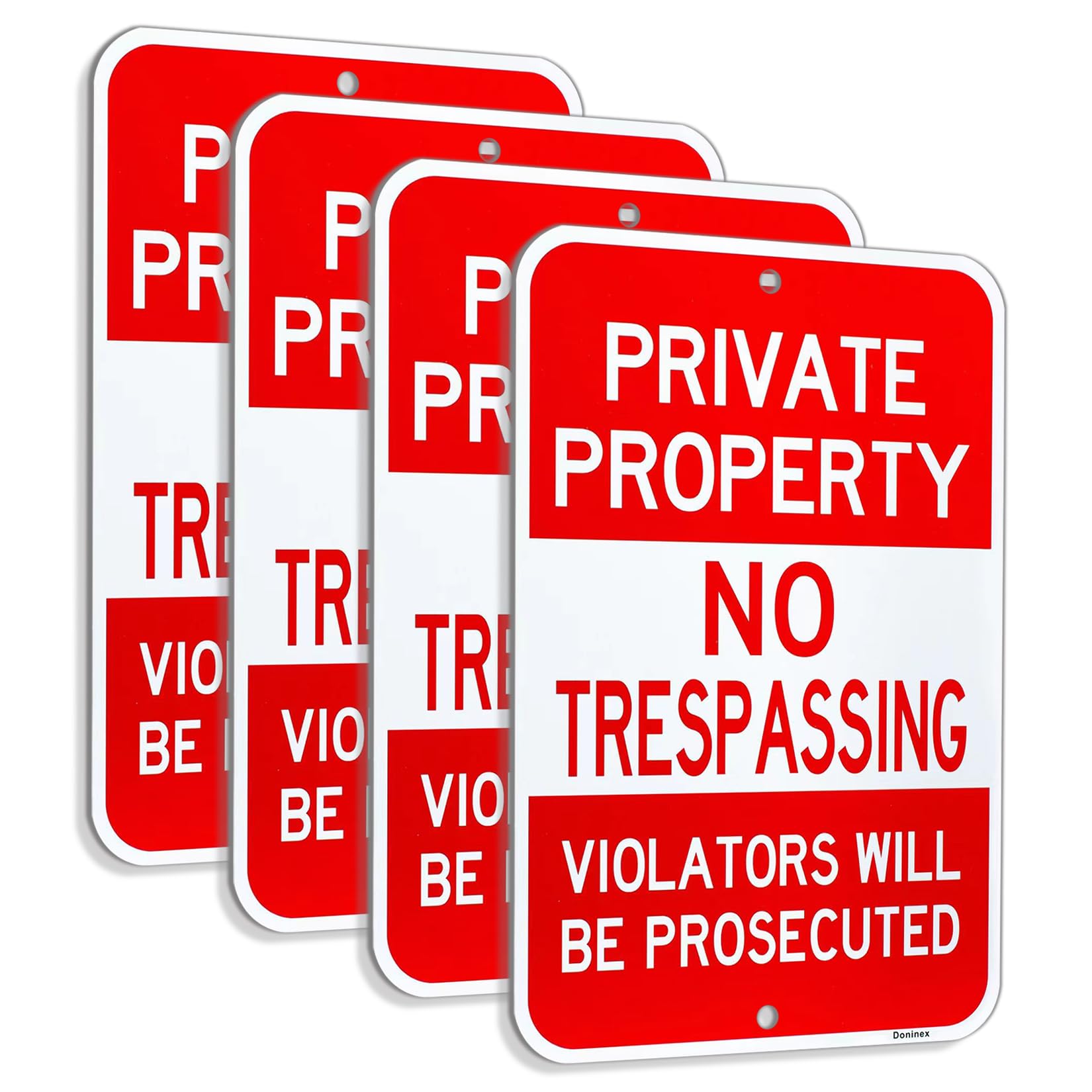 Cartello bilingue Private Property No Trespassing Violators Prosecuted, 20,3 x 30,5 cm, riflettente, in alluminio antiruggine