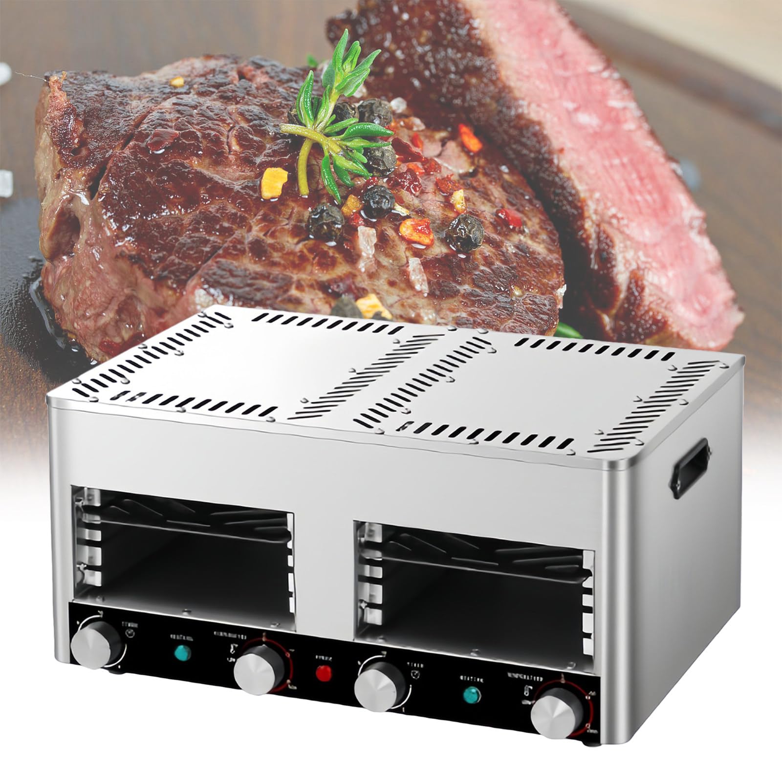 Elektryczny grill do steków, przenośny piekarnik do użytku wewnątrz, bezdymny grill elektryczny, komercyjny piekarnik elektryczny z 10-minutowym czasem nagrzewania i regulacją temp