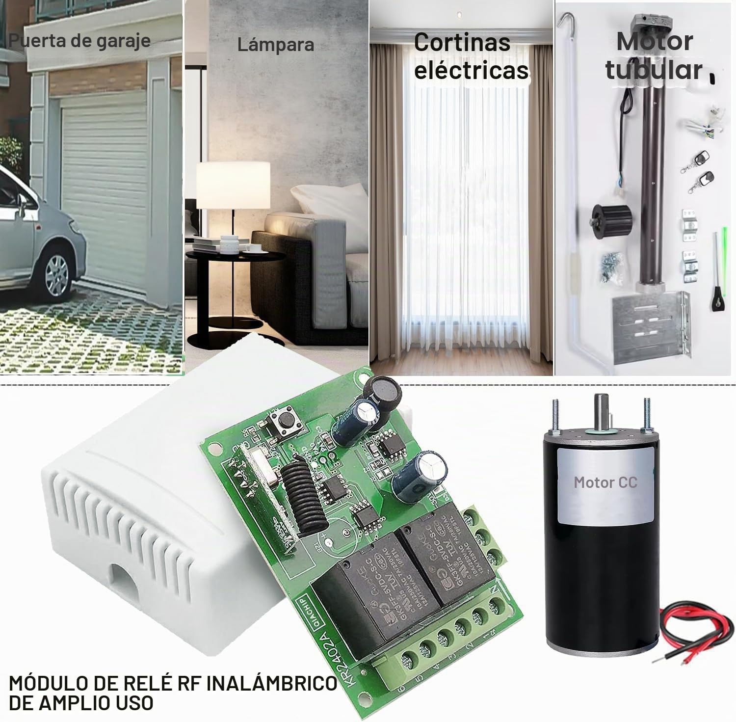 QIACHIP Interruptor de Control Remoto Relé inalámbrico DC 6V 12V 24V 30V 2 Canales,Modulo Receptor RF 433 mhz y 4 Transmisor mando a distancia,para Motor Puerta Garaje, Cortina eléctrica, luz