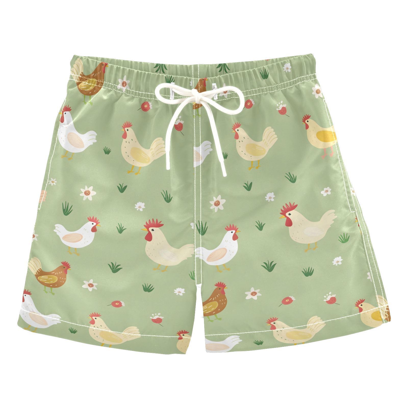 Cute Chicken Family Farm Boys Swim Trunks Toddler Shorts Swimwear Boardshorts Multicoloured
