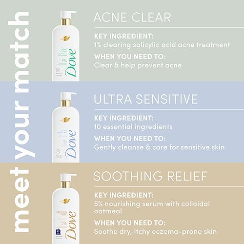 Miniatura 9 de Dove Gel de baño Acne Clear Clears & help prevent acné 1% limpieza tratamiento del acné ácido salicílico 18.5 oz