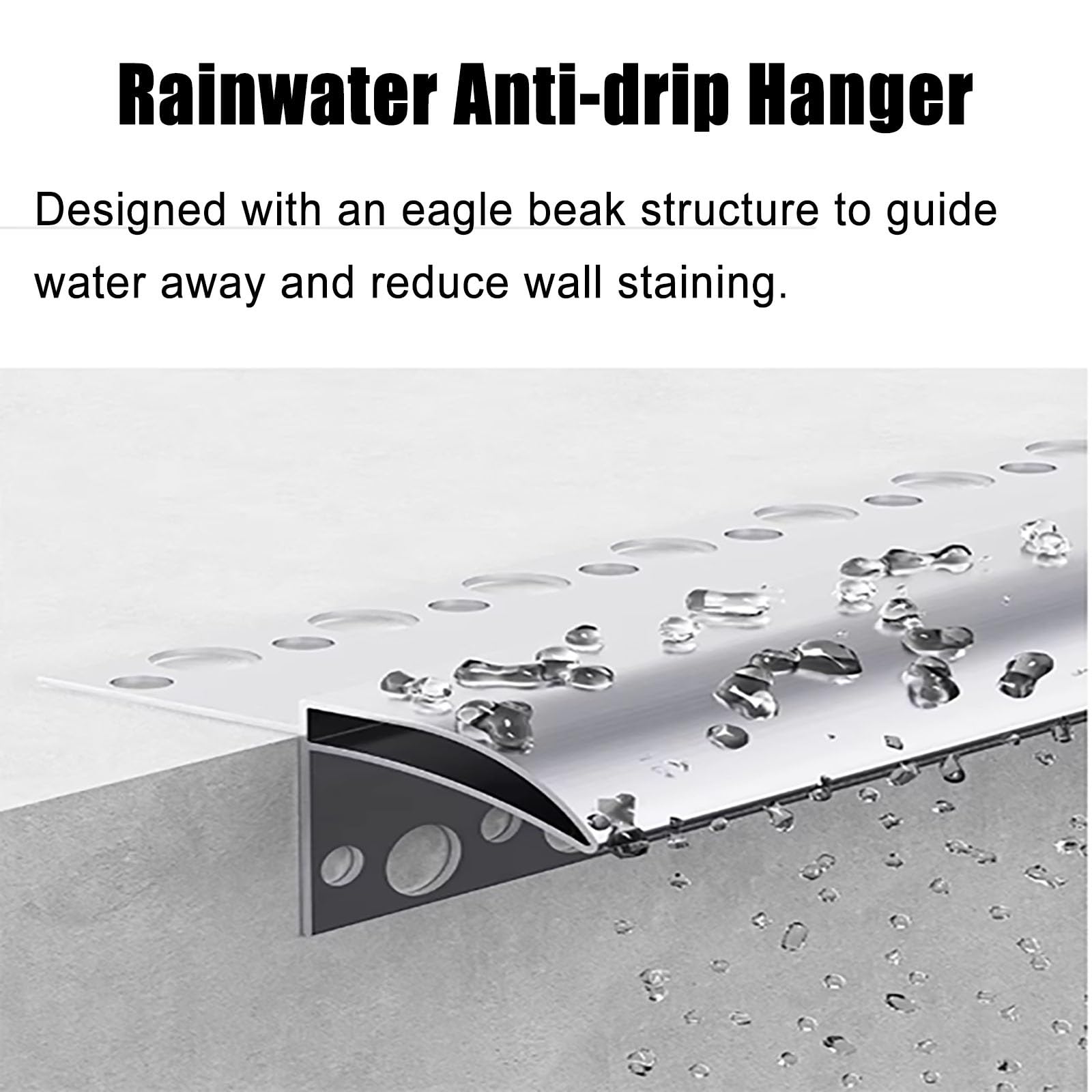 vierteaguas muro exterior Línea de goteo para aleros, 2 x 50, 8 x 180 cm, deflector de techo de metal para cornisa de pared exterior, cerca/alféizar de ventana(W 20 MM L 120 CM)