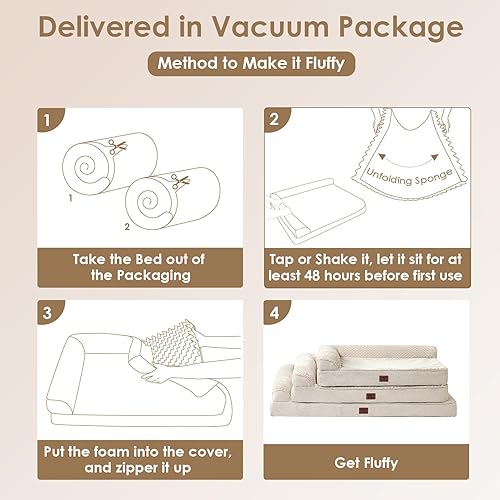 Miniatura 7 de EHEYCIGA Cama ortopédica para perros de tamaño mediano, cama de espuma viscoelástica para perros con funda extraíble lavable, sofá impermeable para