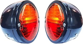 Tail Light 12V Black Duolamp Tail Light Rear Stop Indicator Turn Signals & License Plate Amber Red Lens Black Ring Universal for Ford Model A Hot Street Rat Rod Classic Custom Cars Trucks