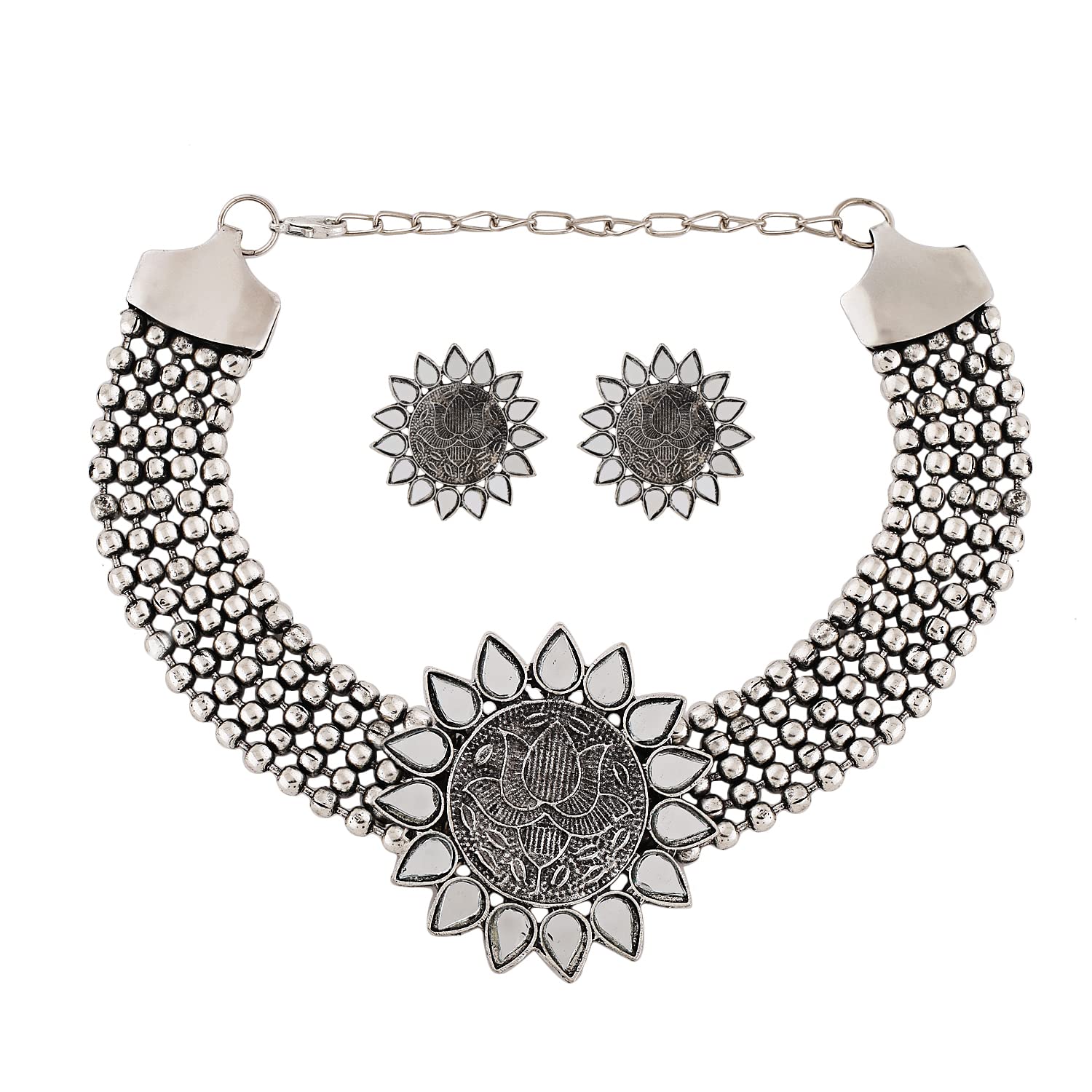 Shining Diva Fashion Latest Stylish Traditional Oxidised Silver Necklace Jewellery Set for Women (13125s) (B0B15K1B82) Amazon Price History, Amazon Price Tracker