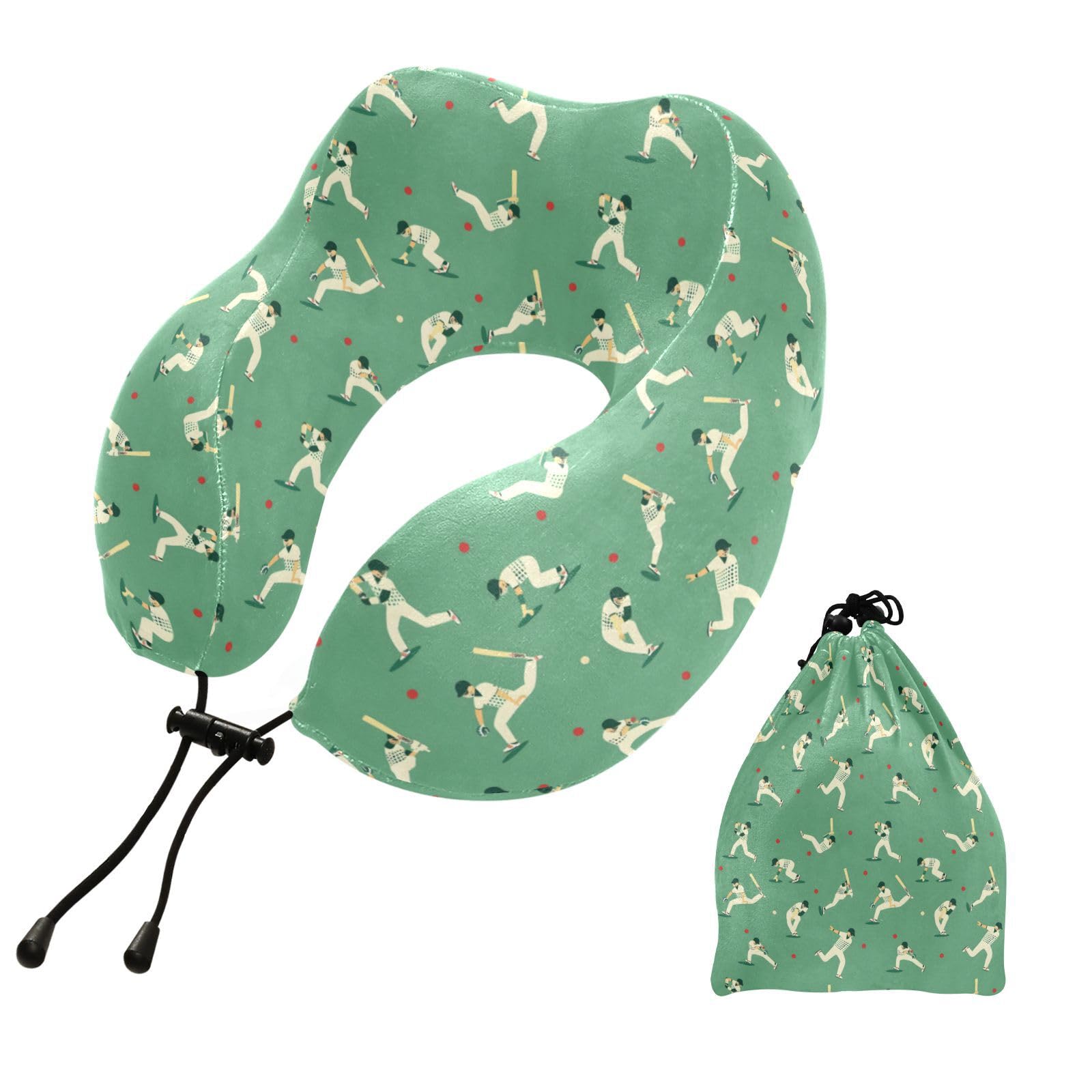 SUABO Travel Neck Pillow, Cricket Sporty Pattern Memory Foam Pillow Neck Pillow for Airplane Car Home Recliner Use