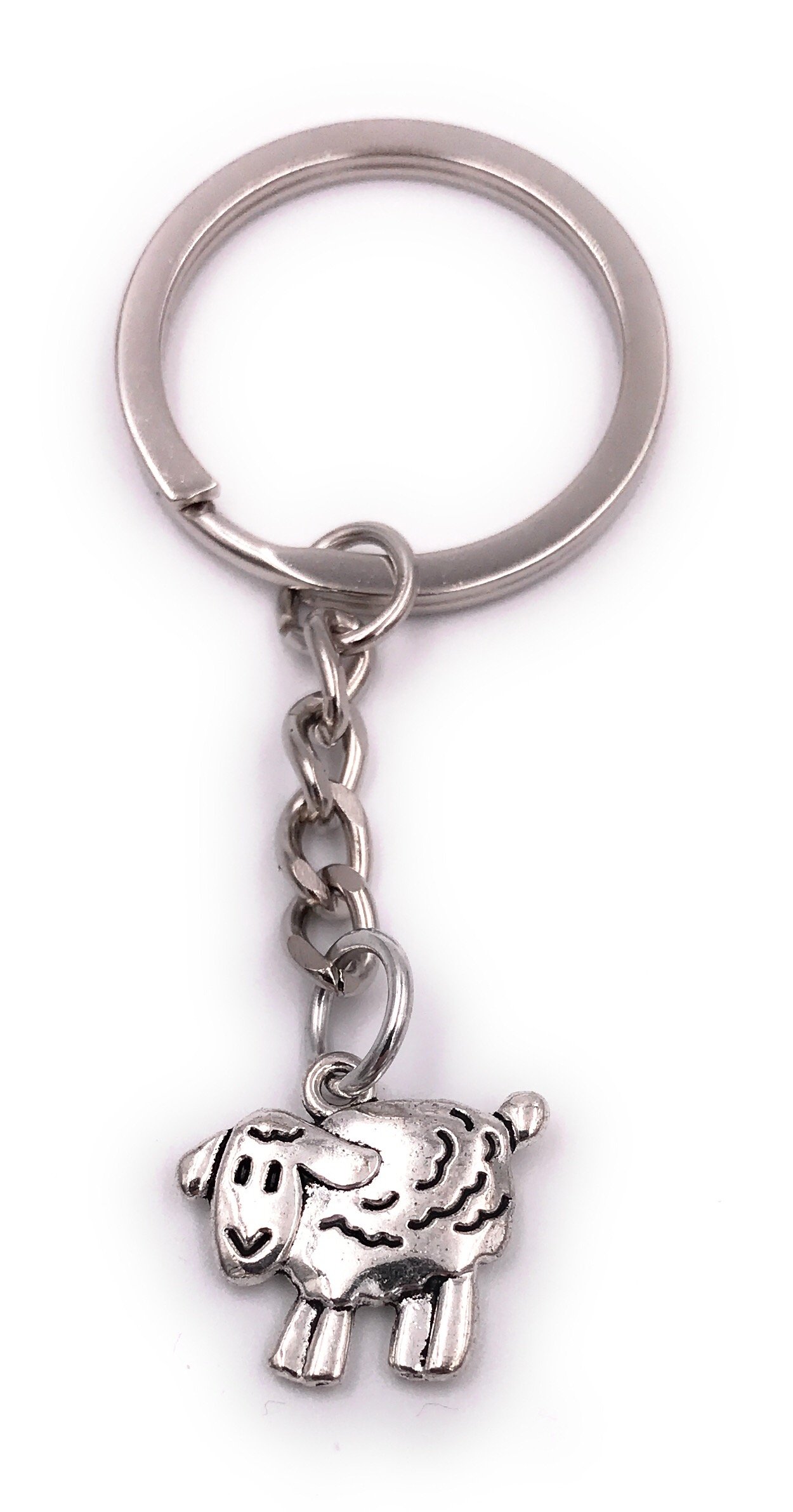 H-Customs"H-Customs Sheep Animal Keychain Pendant Silver Metal