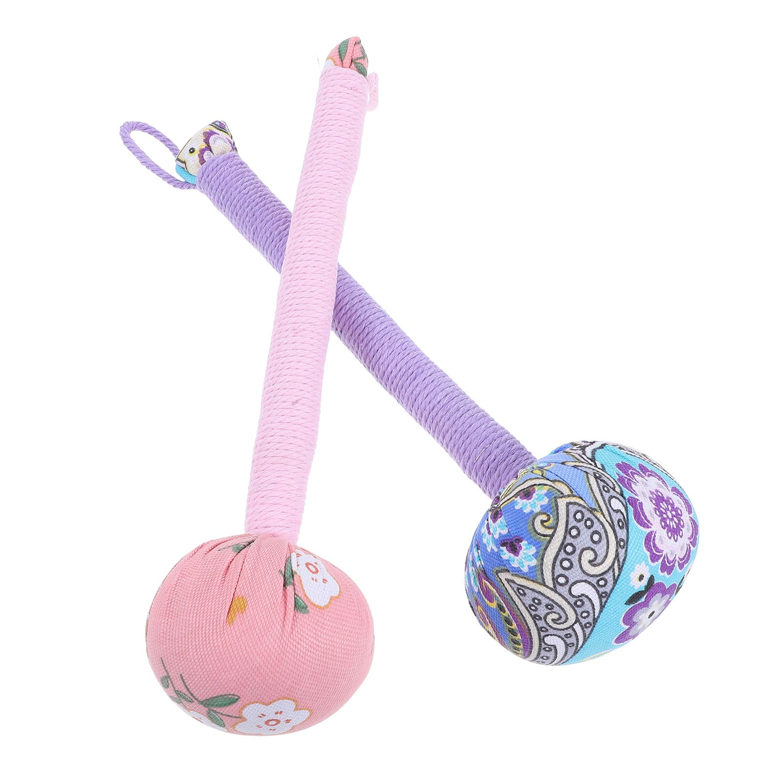 Lot de 2 Marteaux de Massage Portatifs en Herbes D’Armoise 31 CM Couleurs Pêche et Violet Outil Manuel pour Massage Corporel Détente Musculaire à Domicile et Voyage