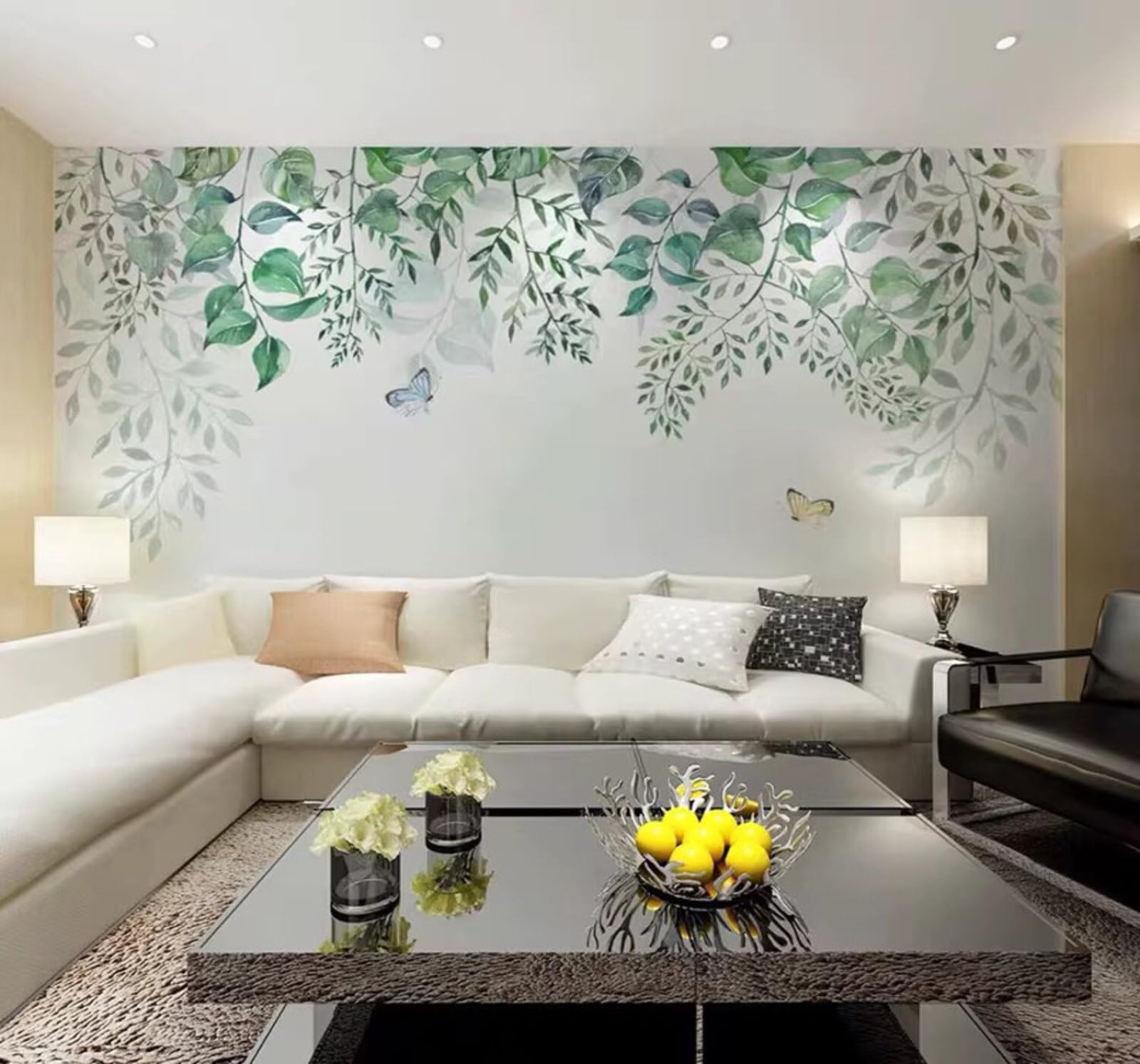 Minimalist Fresh Rustic Green Leaves 3D Wallpaper Easy Install Feature Office Living Room Sofa Bedroom TV Background Wall Decoration-250cm×170cm