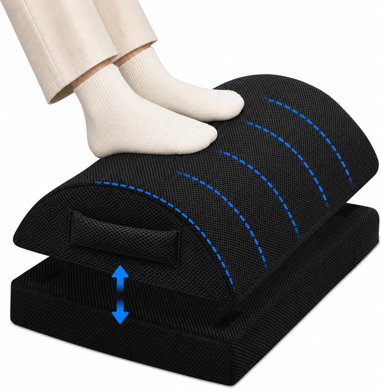 Foot Rest Under Desk, Adjustable Office Foot Stool Cushion
