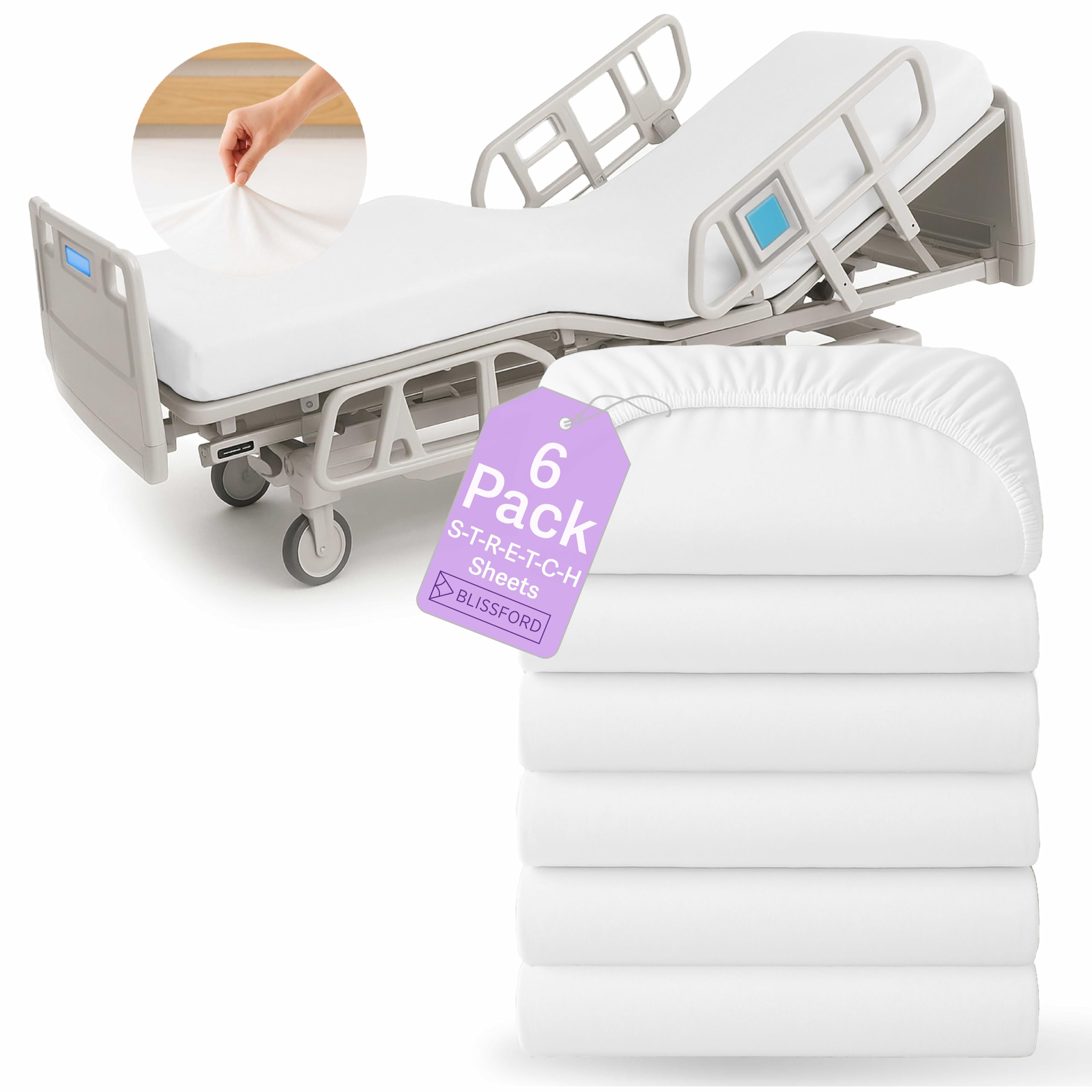 BLISSFORD Hospital Fitted Sheets - 6 Pack -8 BLISSFORD Hospital Fitted Sheets - 6 Pack -8