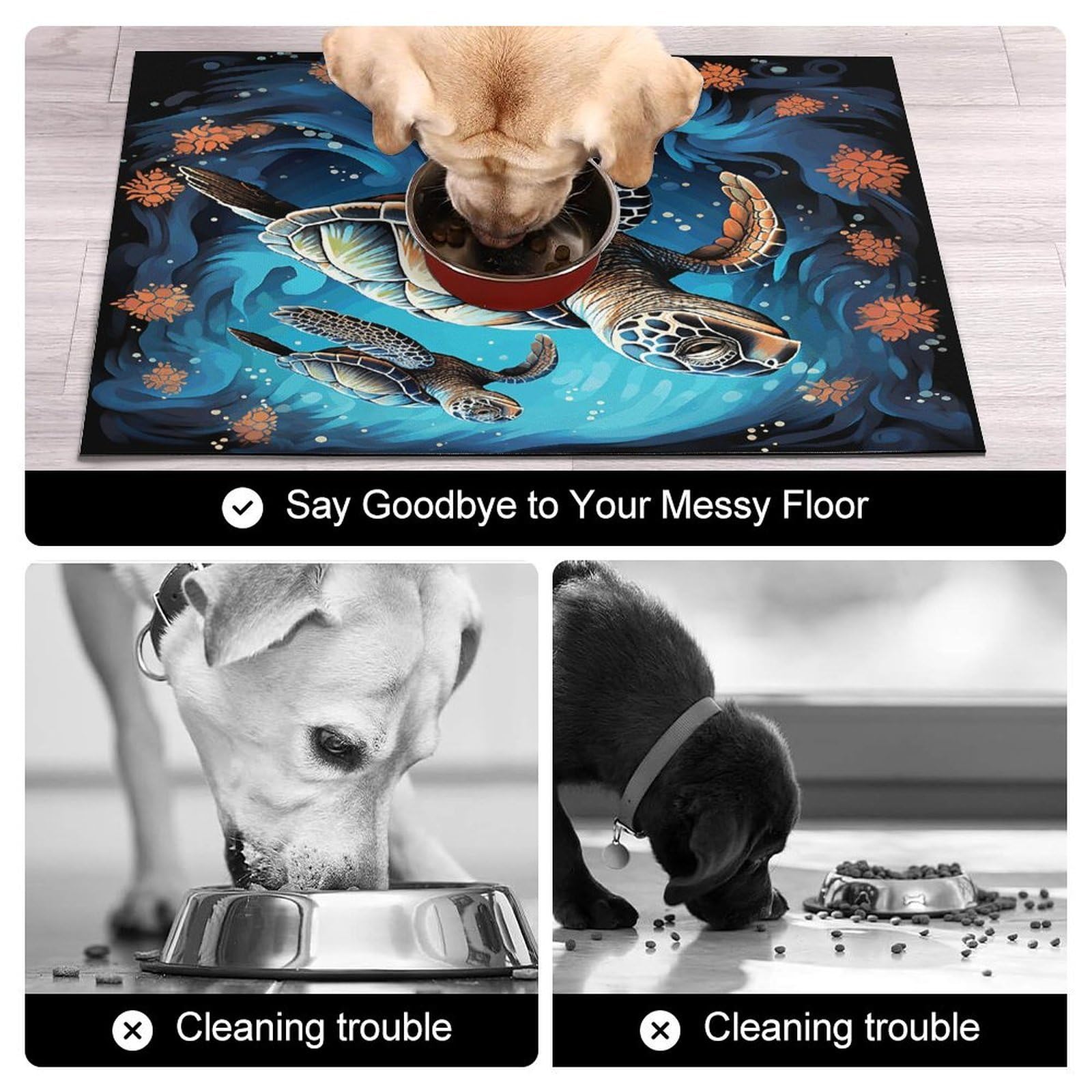 Tapis de nourriture pour chat de style bohème – Tapis d'alimentation antidérapant pour chien facile à nettoyer pour la nourriture et l'eau, tapis de gamelle pour chien et chat, 61 x 81,3 cm