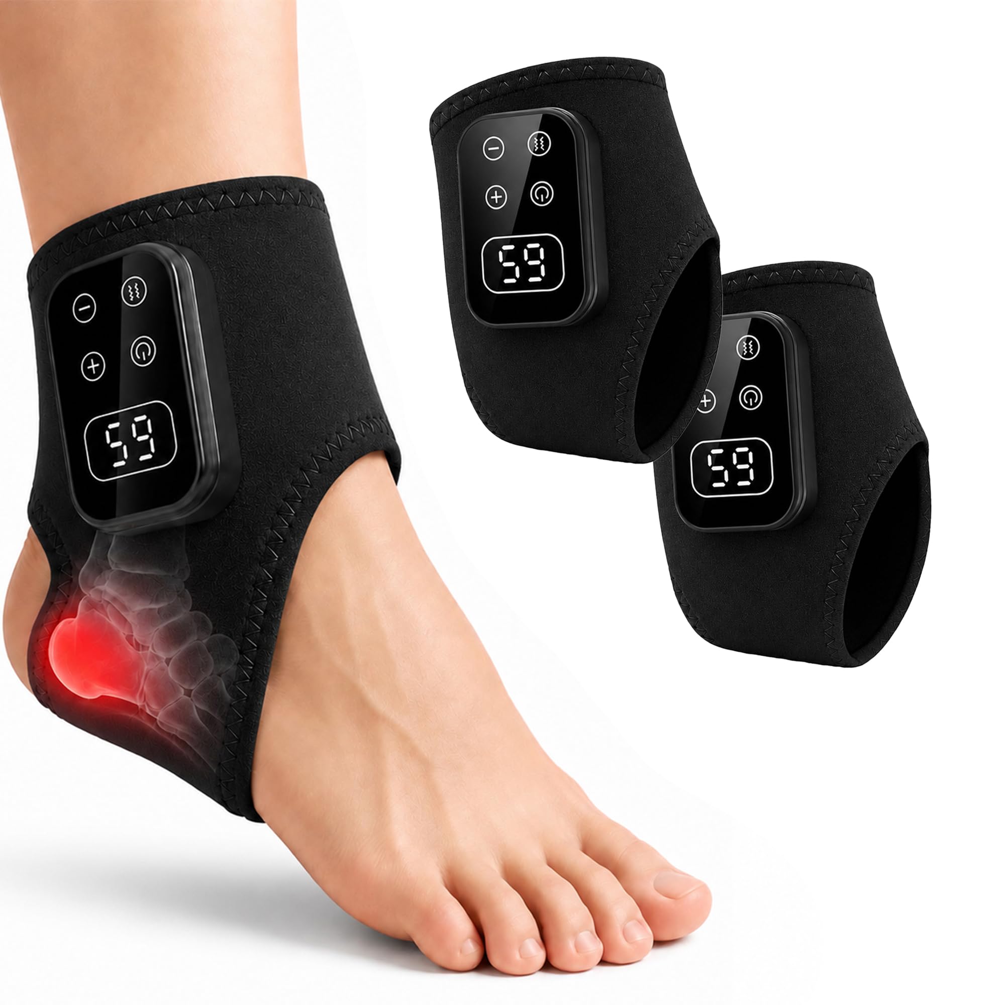 2 Pack Ankle Massager with Heat and Vibration