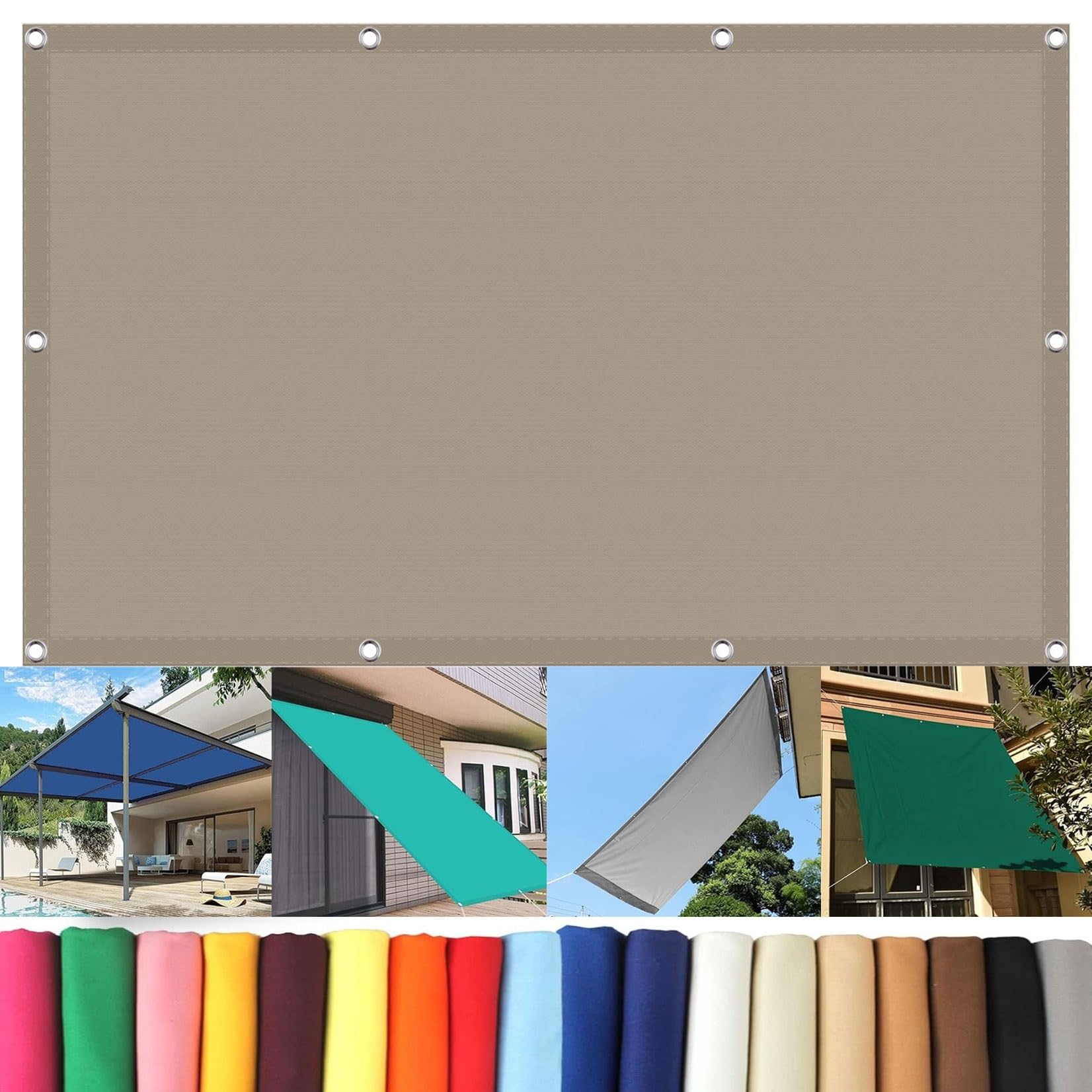 Voile d'ombrage rectangulaire 5.5 x 6 m taupe anti-UV pour terrasse