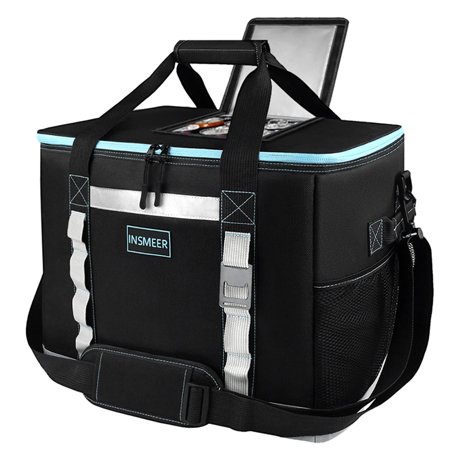 INSMEER 48L Large Cool Bag with Easy Top Access Opening, 65 Cans Foldable Cooler Bag, XXL Waterproof Cool Bag, Insulated Bag for Camping, Picnic, Beach, Hiking, Family Outdoor Activities, Festival
